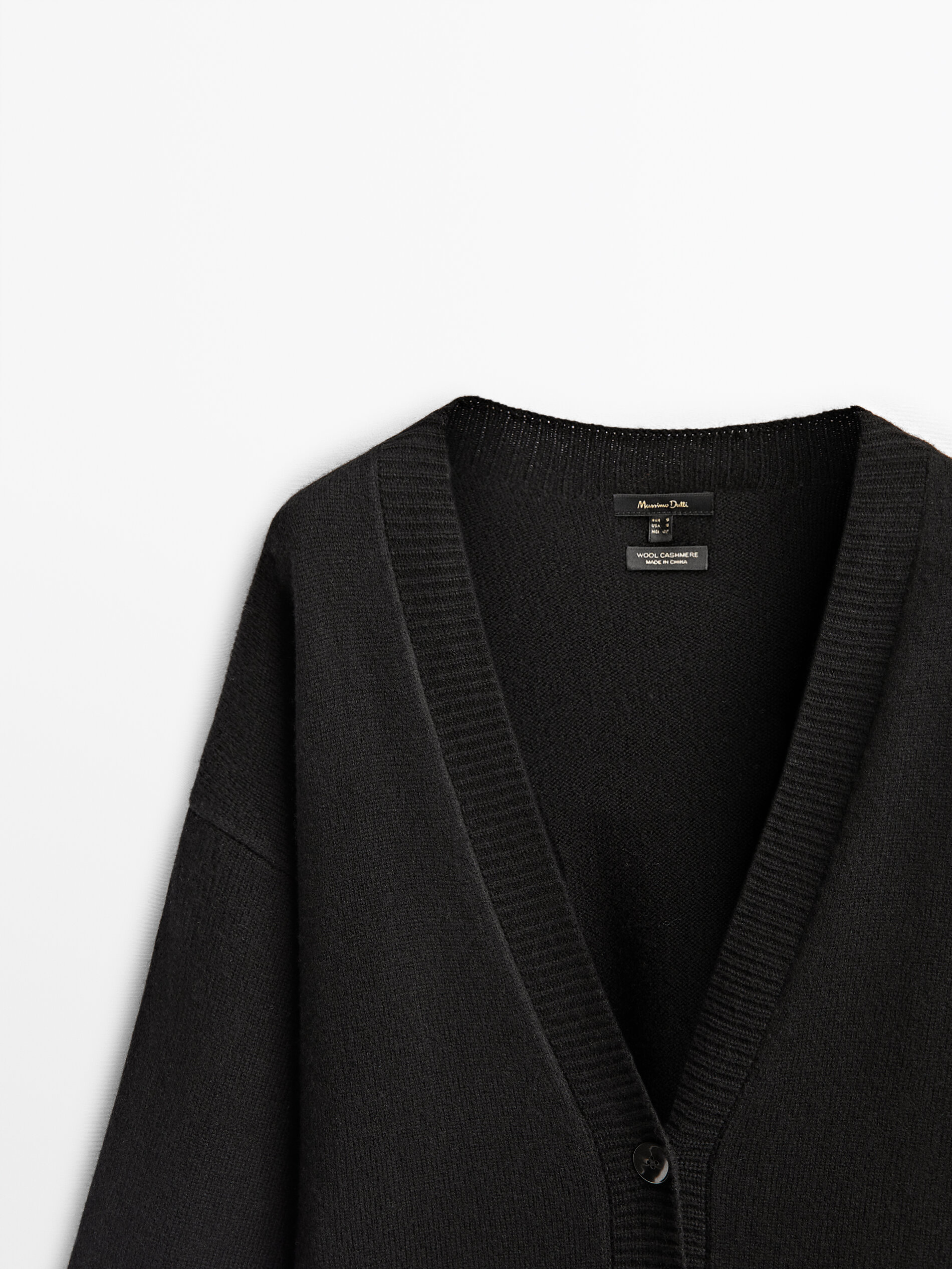 Massimo Dutti - Women - Wool Blend V-Neck Cardigan - Black - M