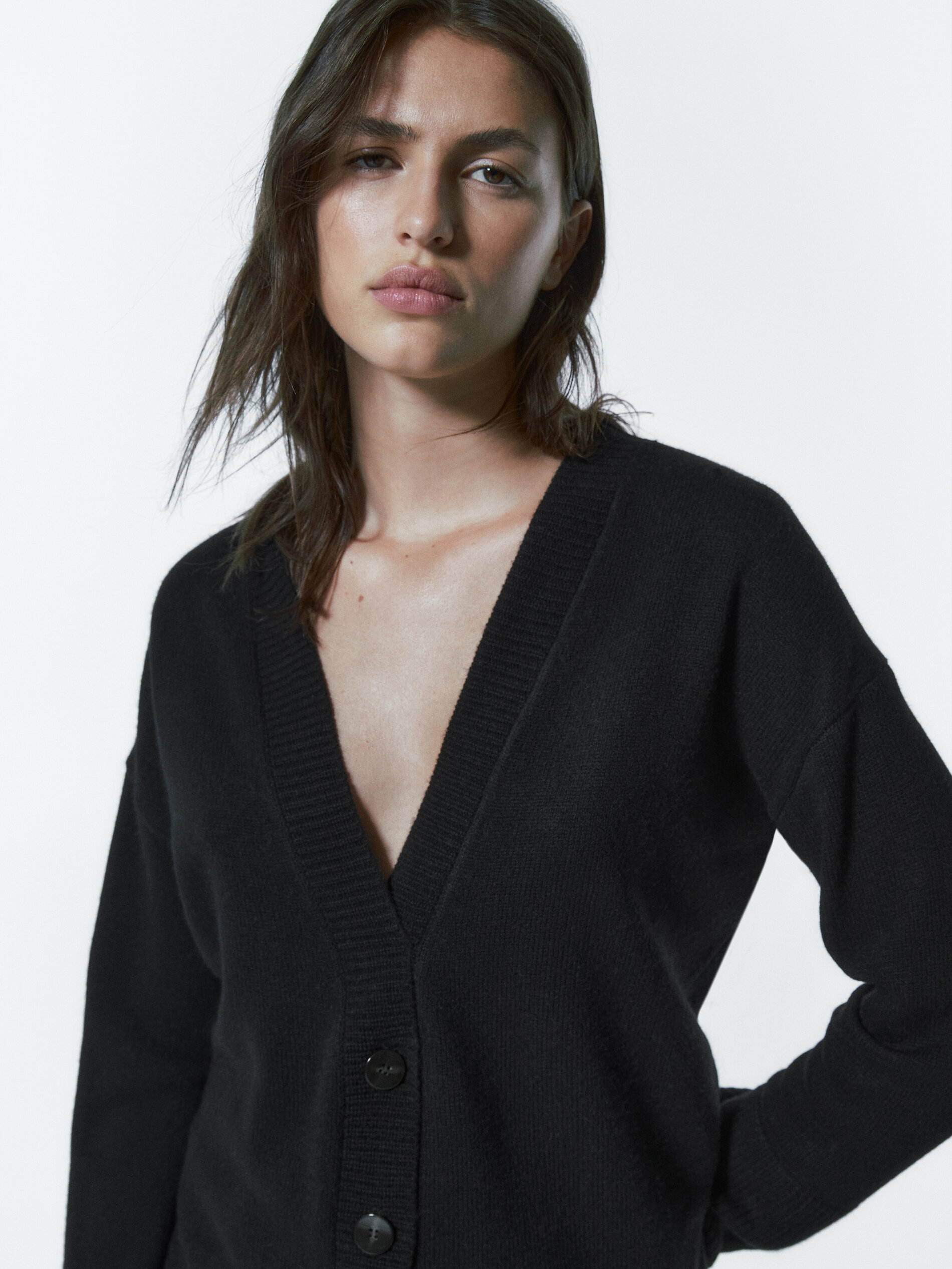 Wool blend V-neck cardigan - Massimo 