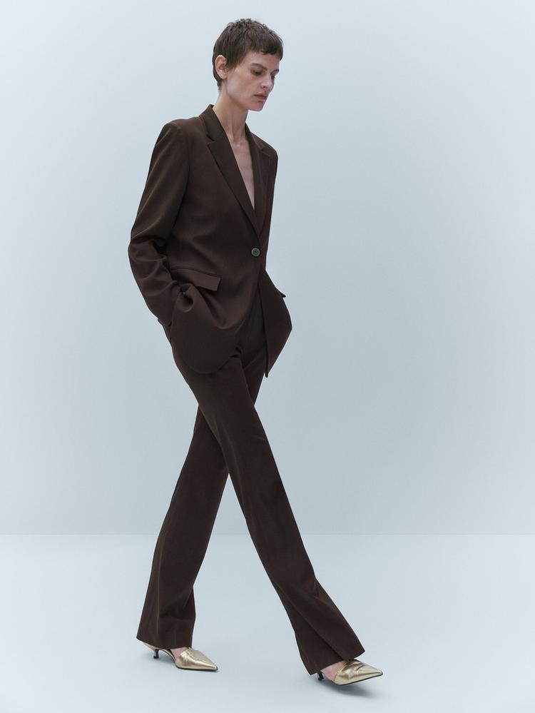 Satin suit blazer BROWN