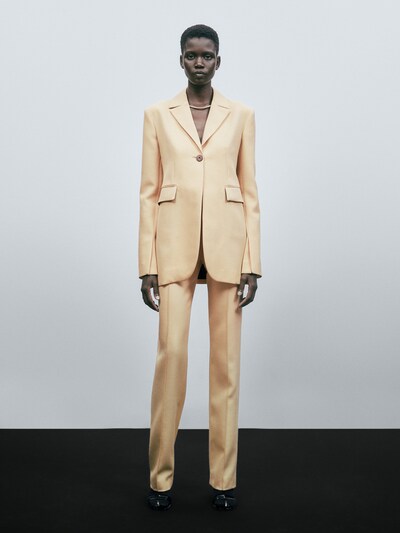 마시모두띠 Massimo Dutti High button suit blazer,Vanilla