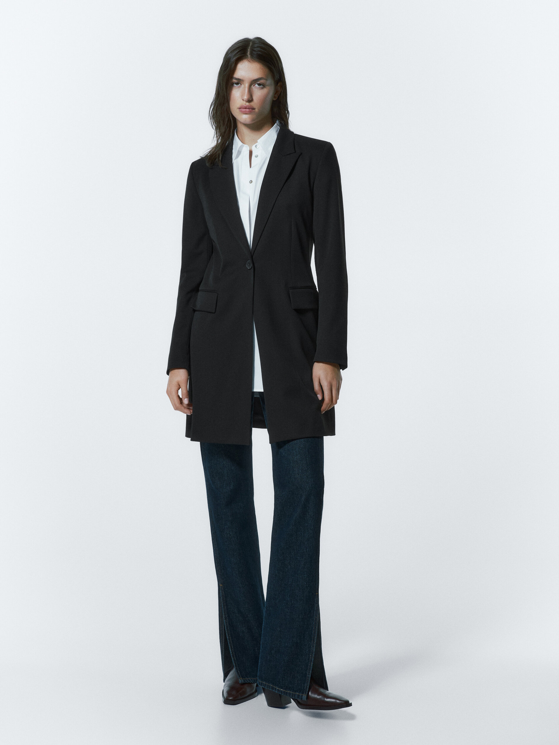 Massimo Dutti - Women - Black Frock Coat Blazer - Black - 6