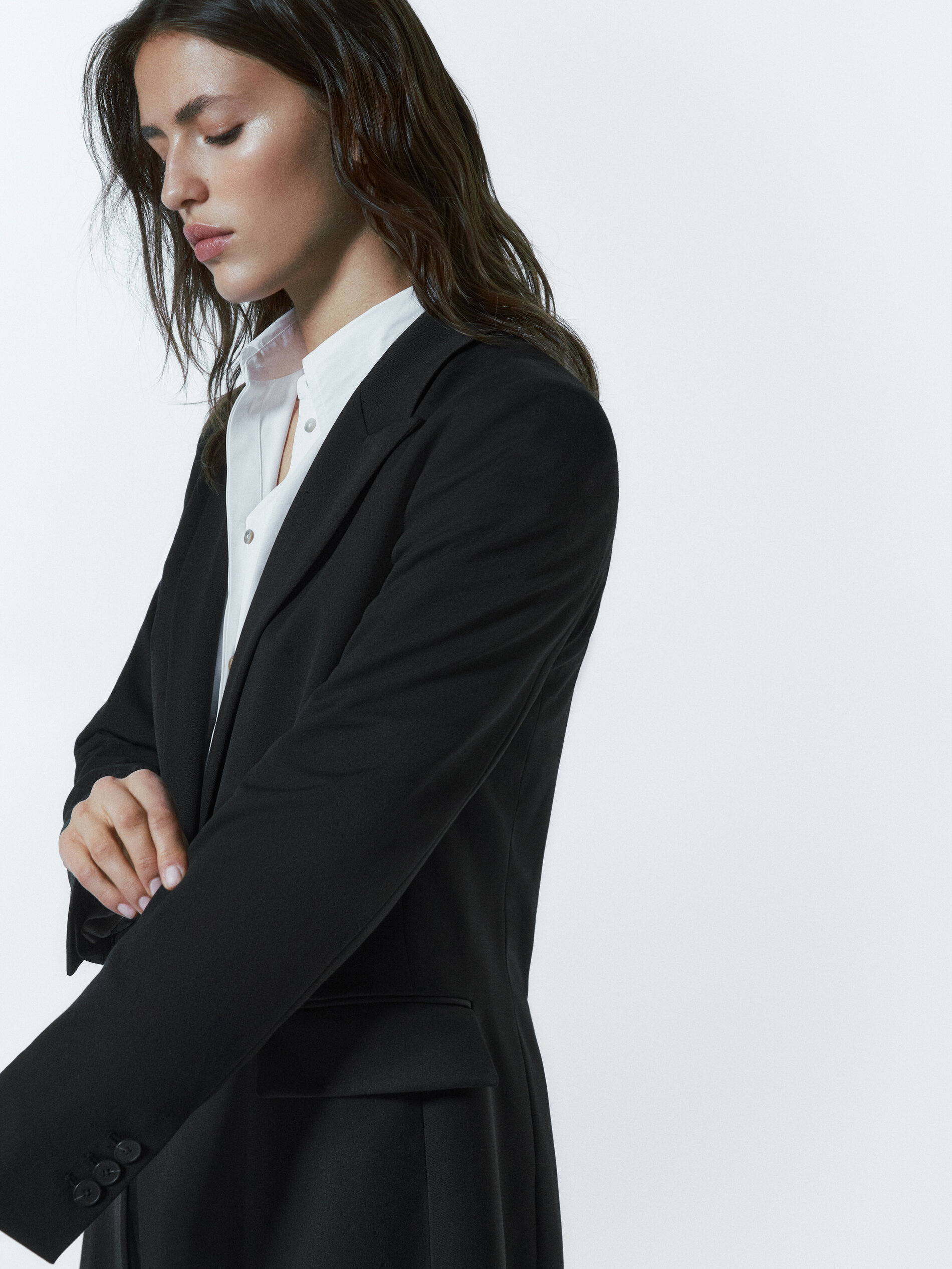 Massimo Dutti - Women - Black Frock Coat Blazer - Black - 6
