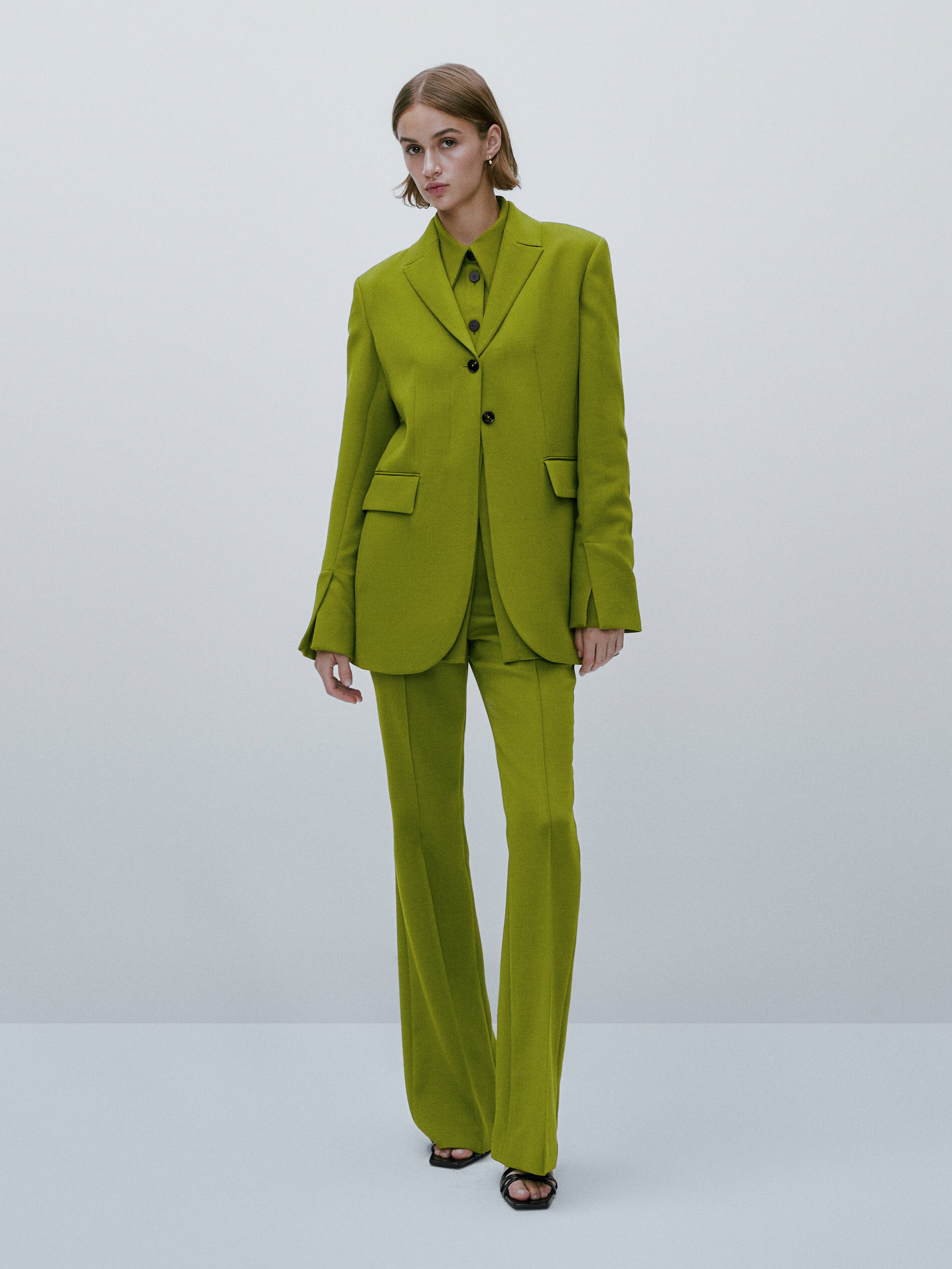 Massimo Dutti Blazer Tweed turquesa moteado estilo \u00abbusiness\u00bb Moda Blazers Blazers Tweed 