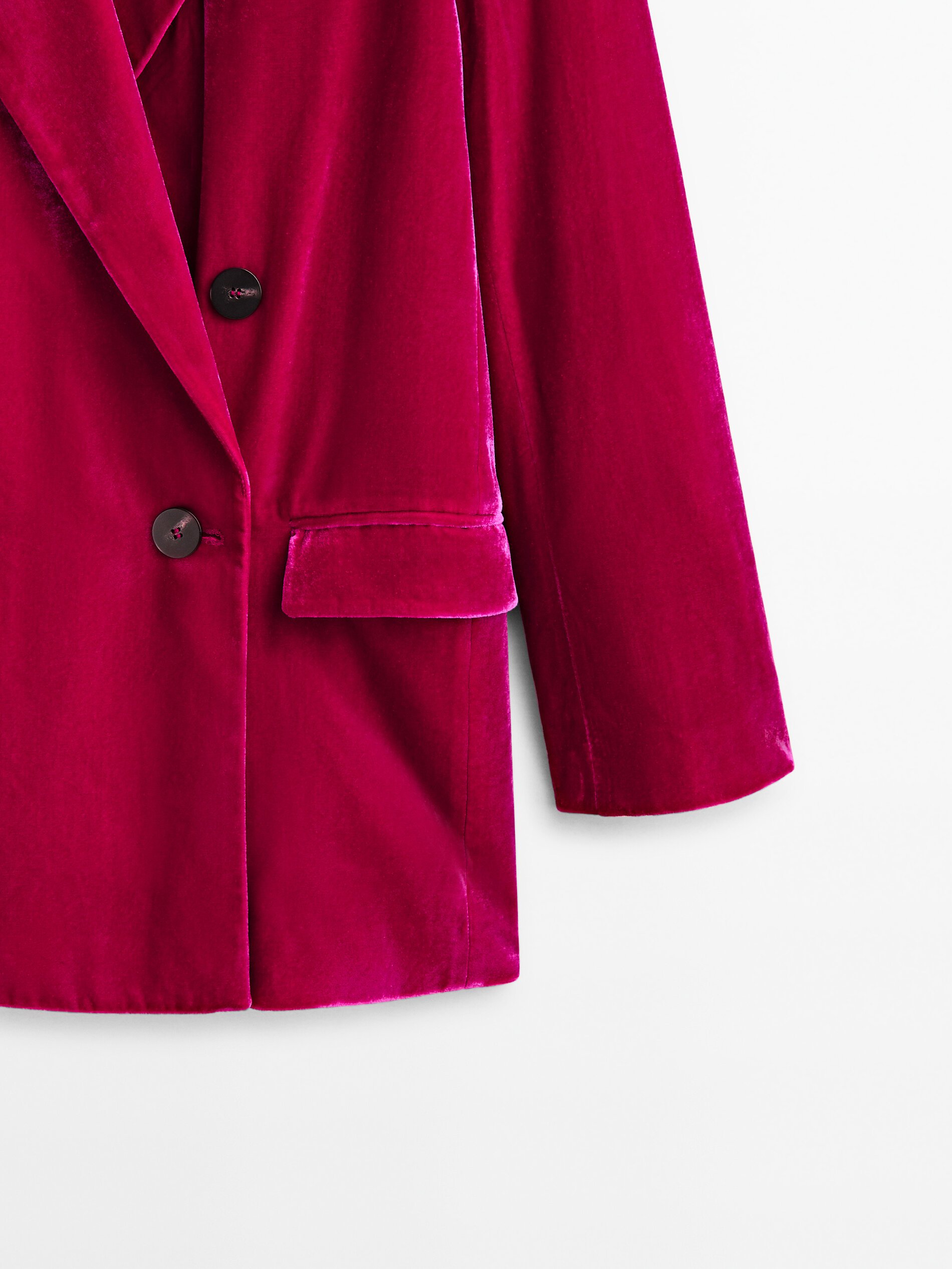 Massimo Dutti - Women - Fuchsia Velvet Double-Breasted Blazer - Fuchsia - 10