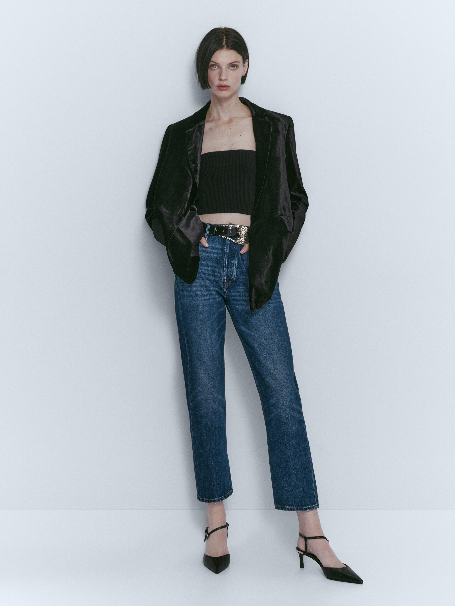 Black velvet blazer - Massimo Dutti 