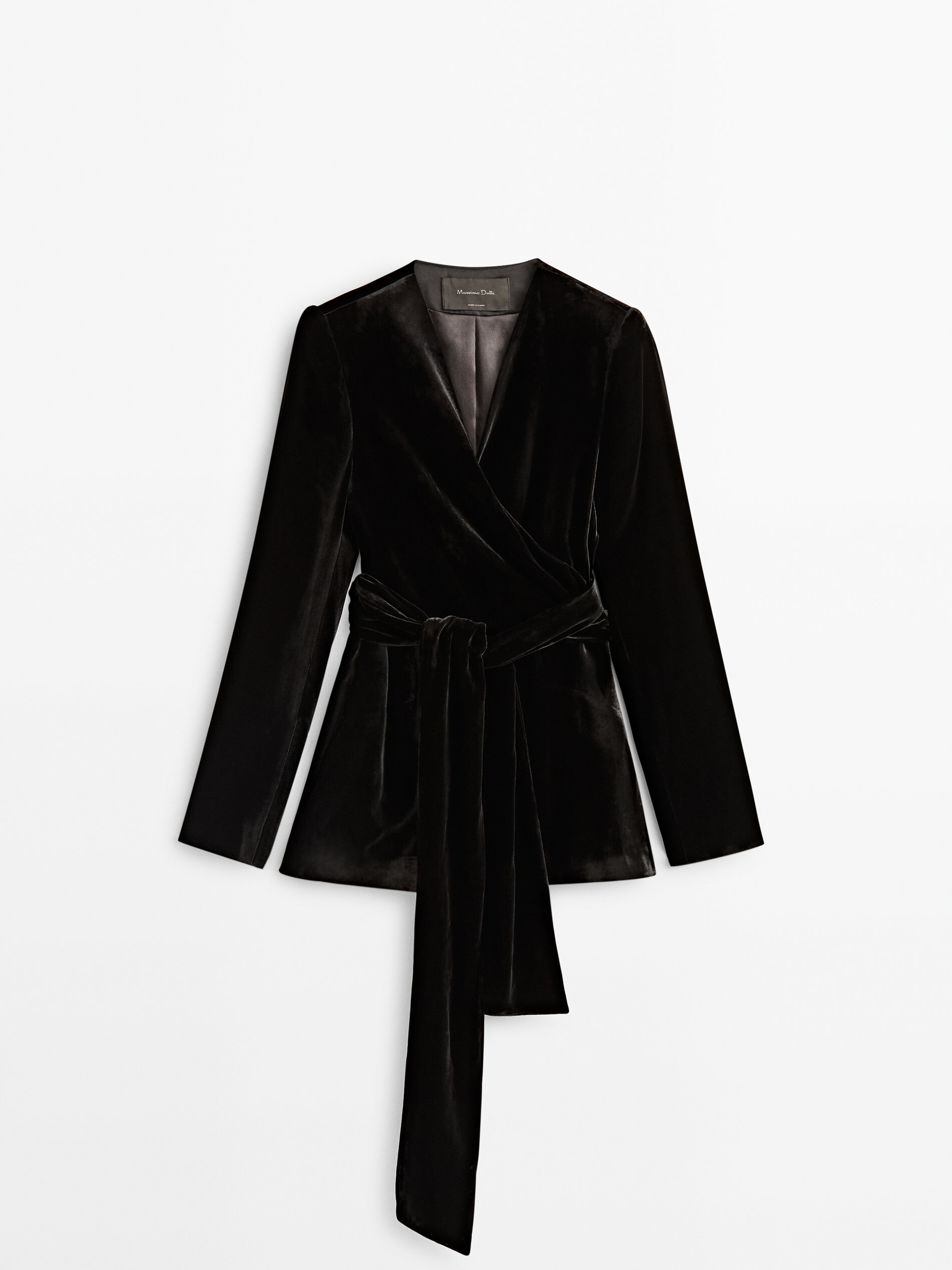 Velvet blazer with tie detail - Massimo 