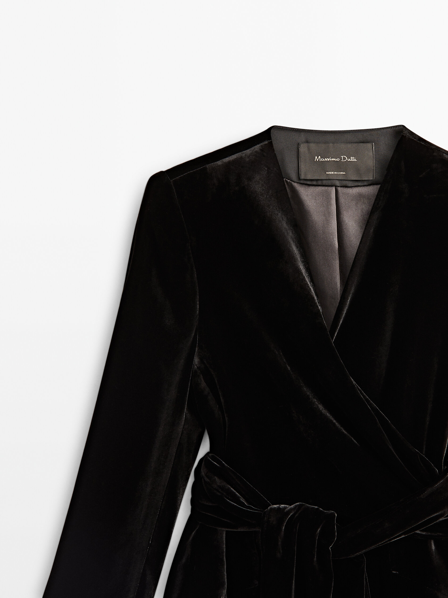 Velvet blazer with tie detail - Massimo 
