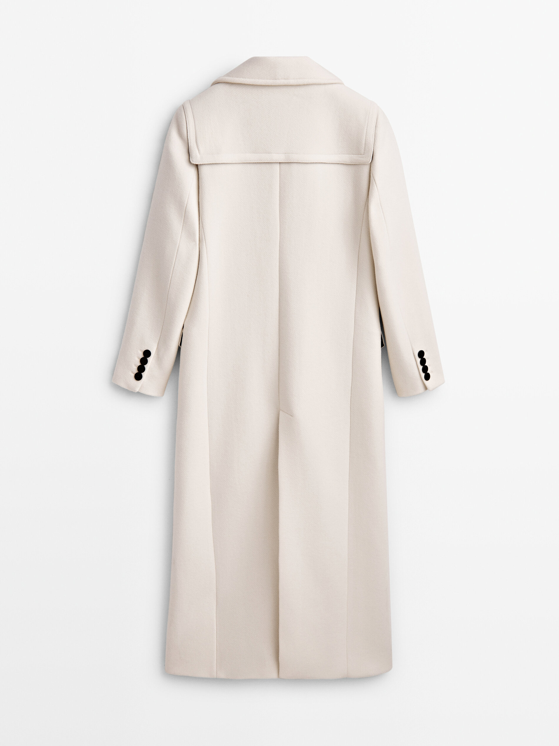Ecru wool three-button coat - Massimo 