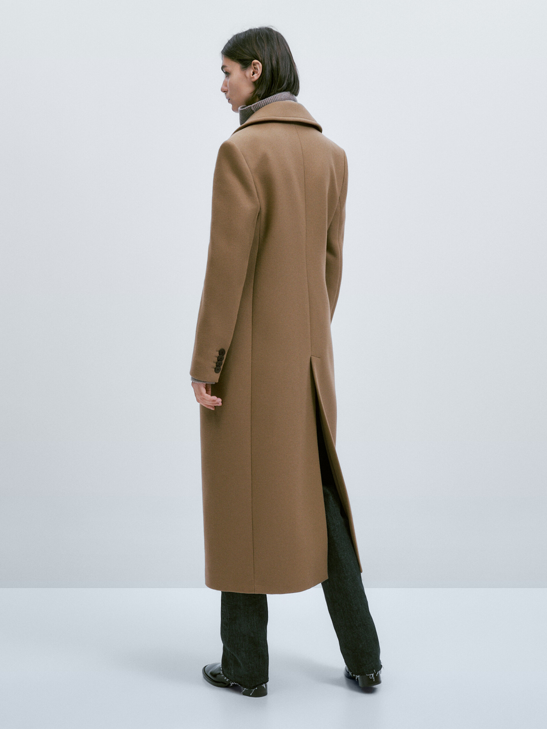 Fitted wool blend coat - Massimo Dutti 