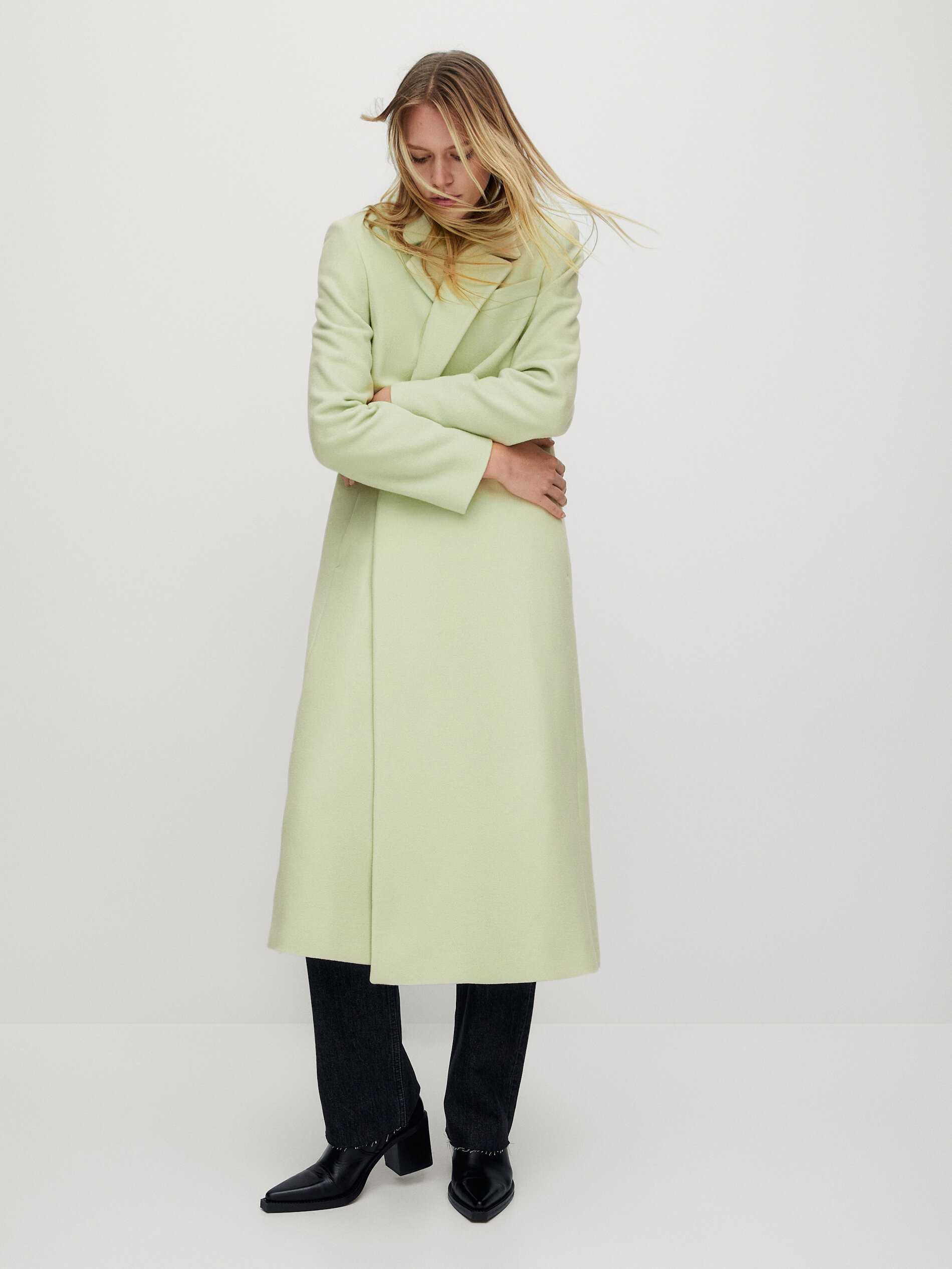 abrigo verde lana massimo dutti