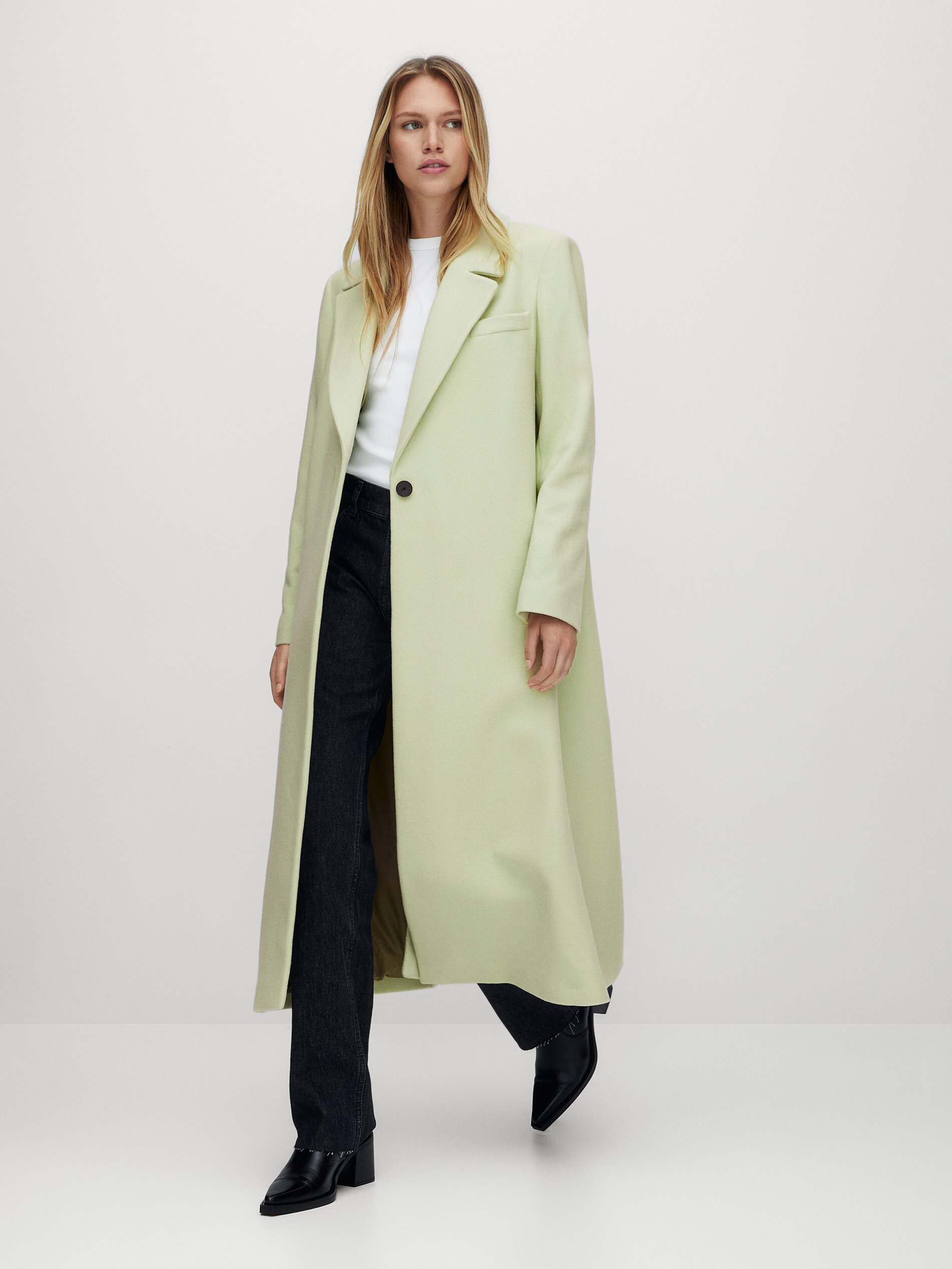 abrigo verde lana massimo dutti