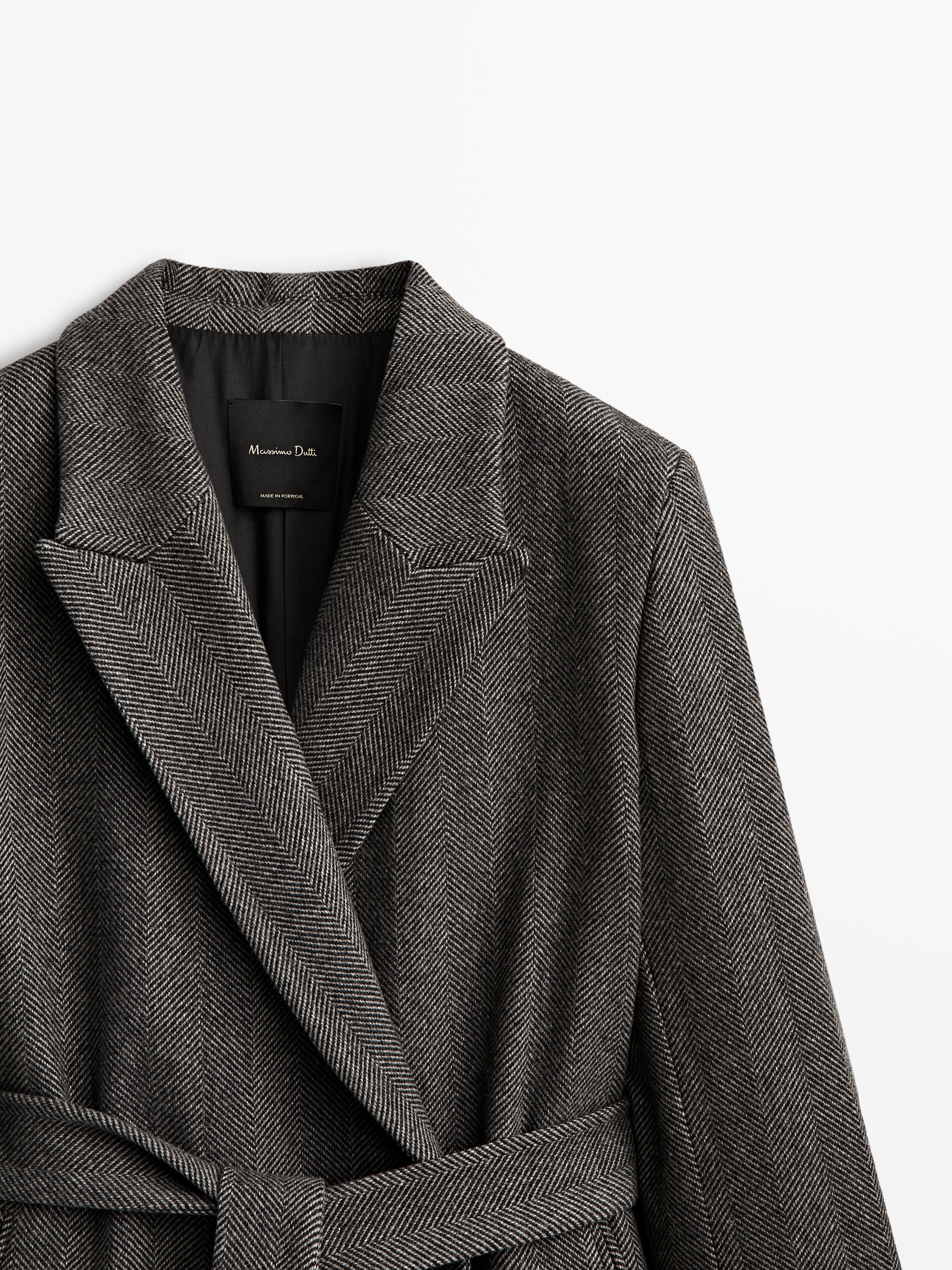 black herringbone coat womens