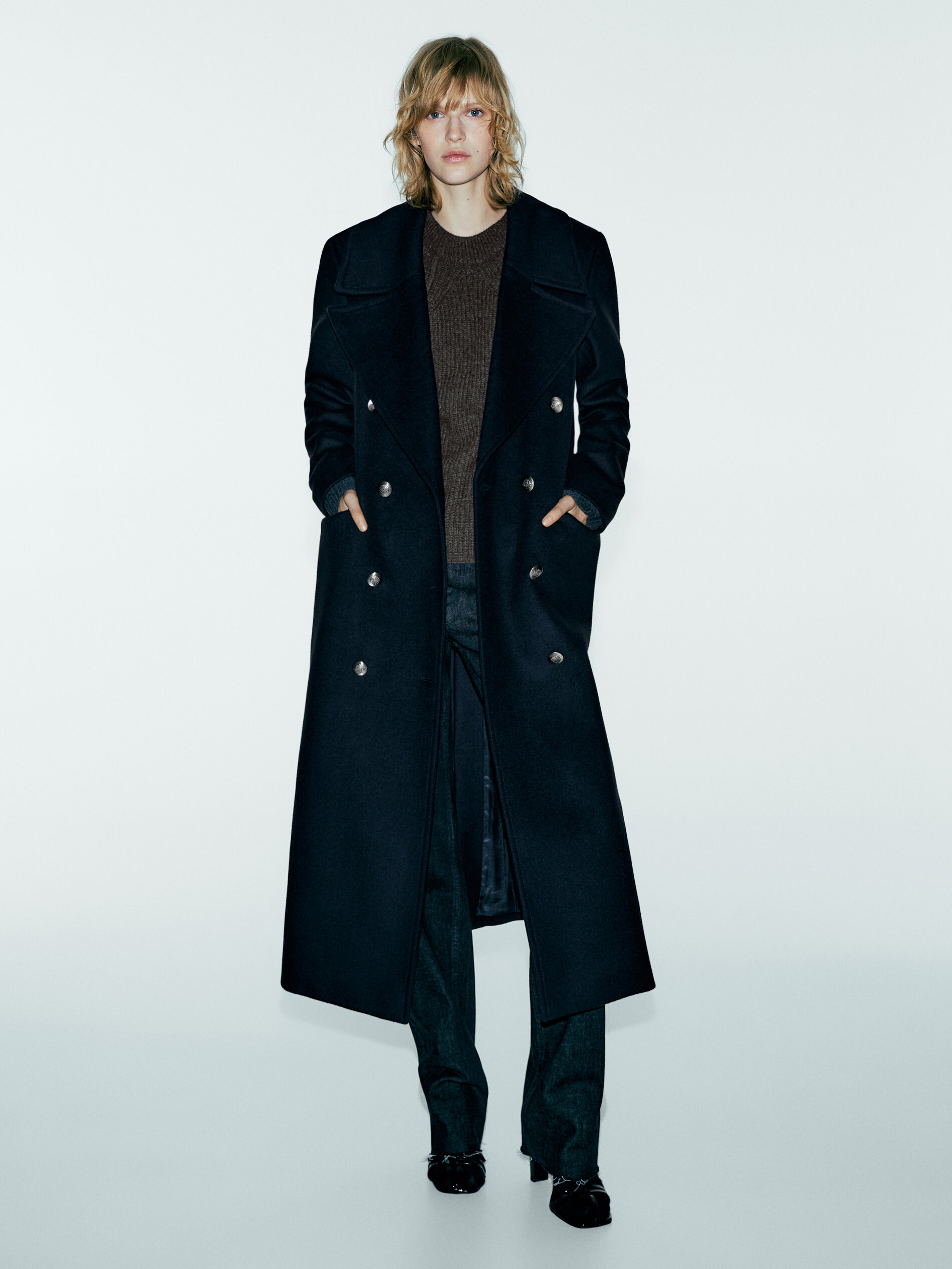 massimo dutti trench coat blue