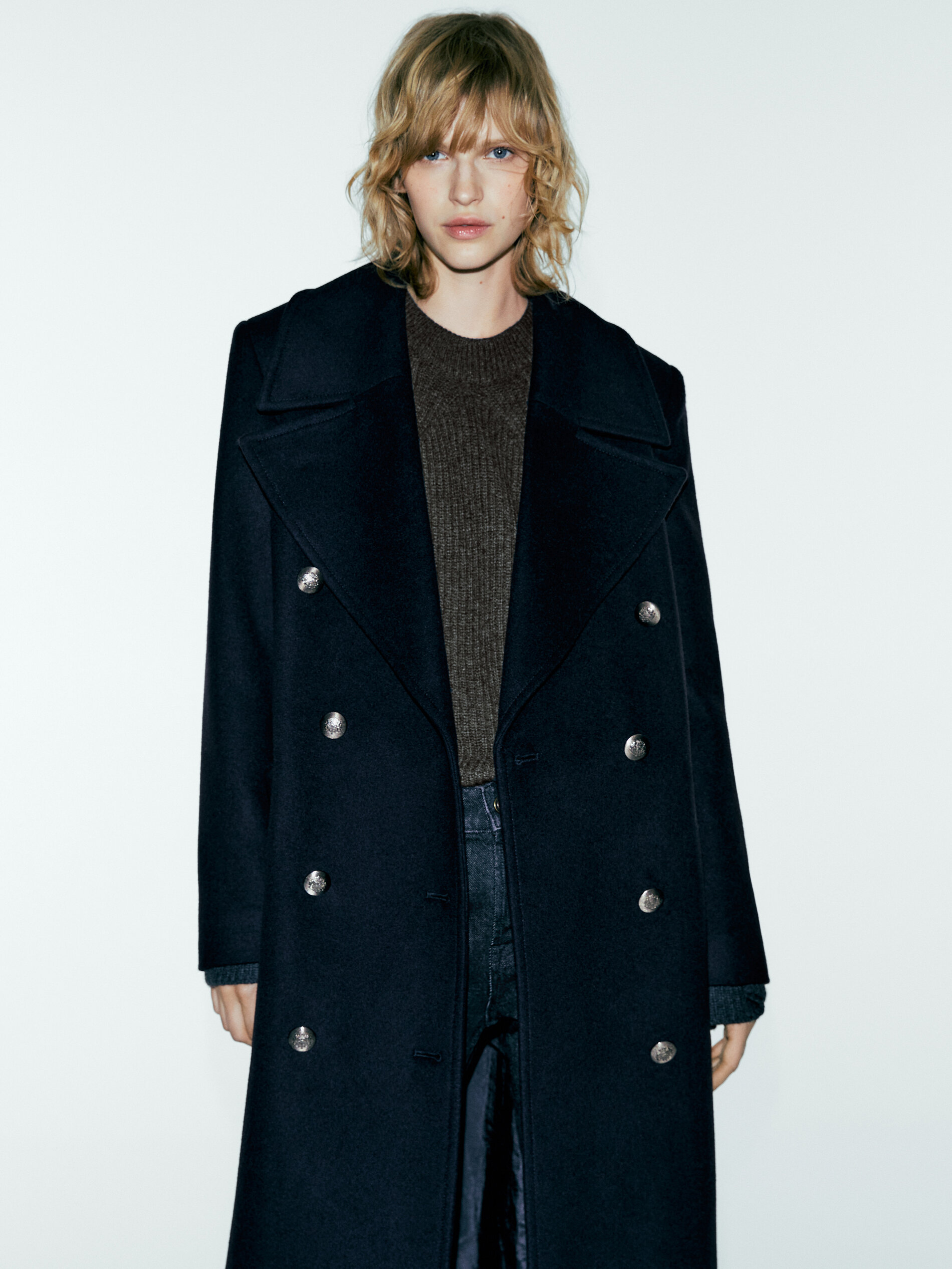 long navy wool coat