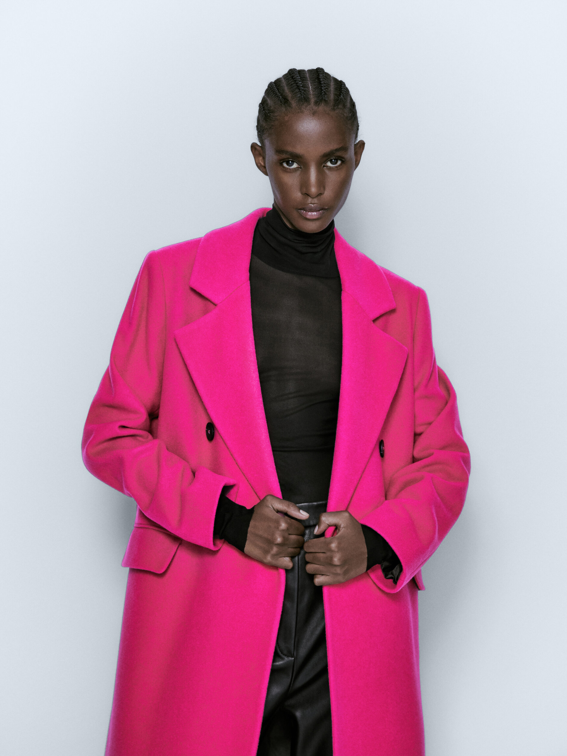 Massimo Dutti - Women - Long Fuchsia Double-Breasted Coat - Fuchsia - 14