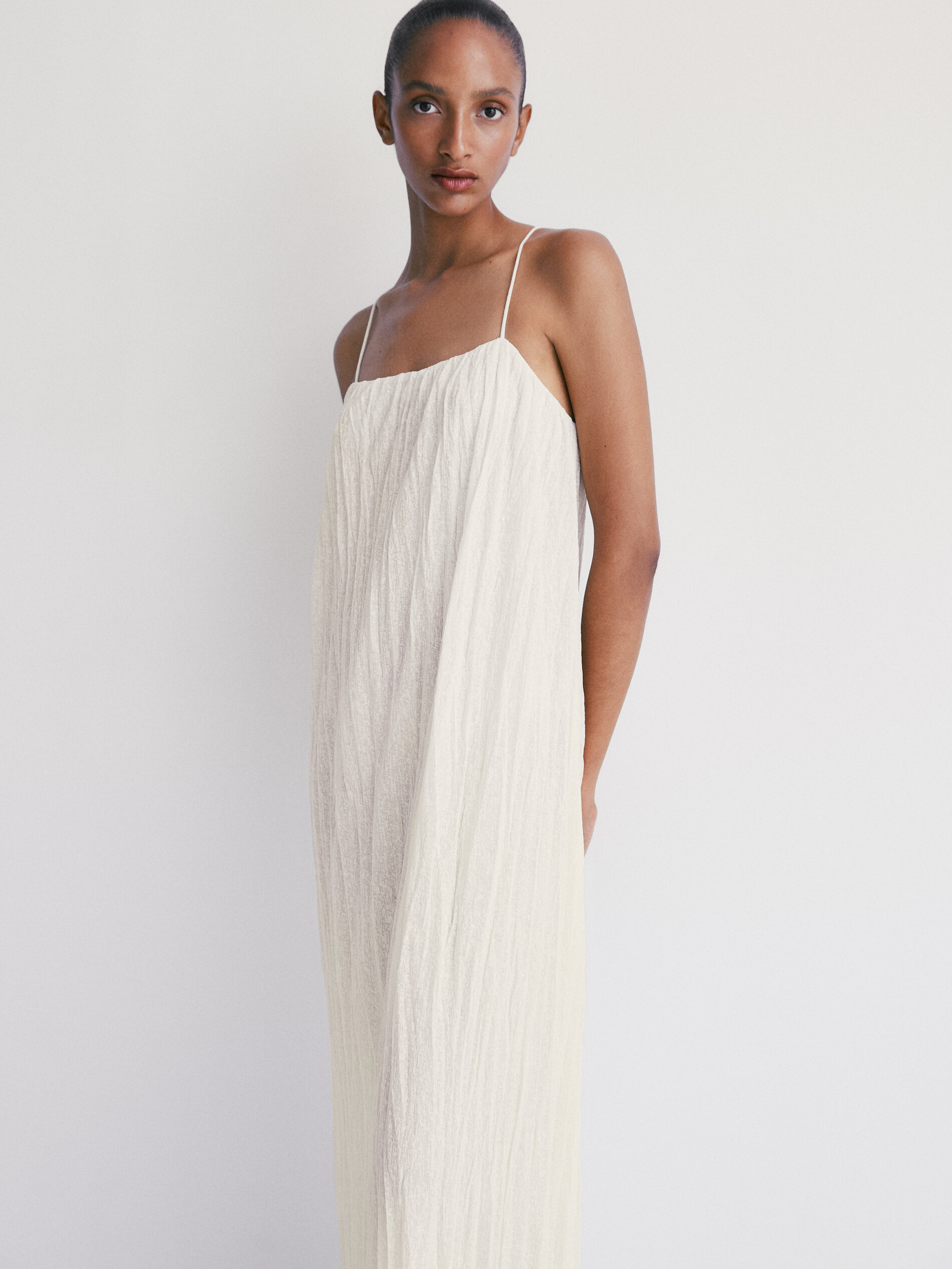 Long pleated dress - Massimo Dutti Algérie