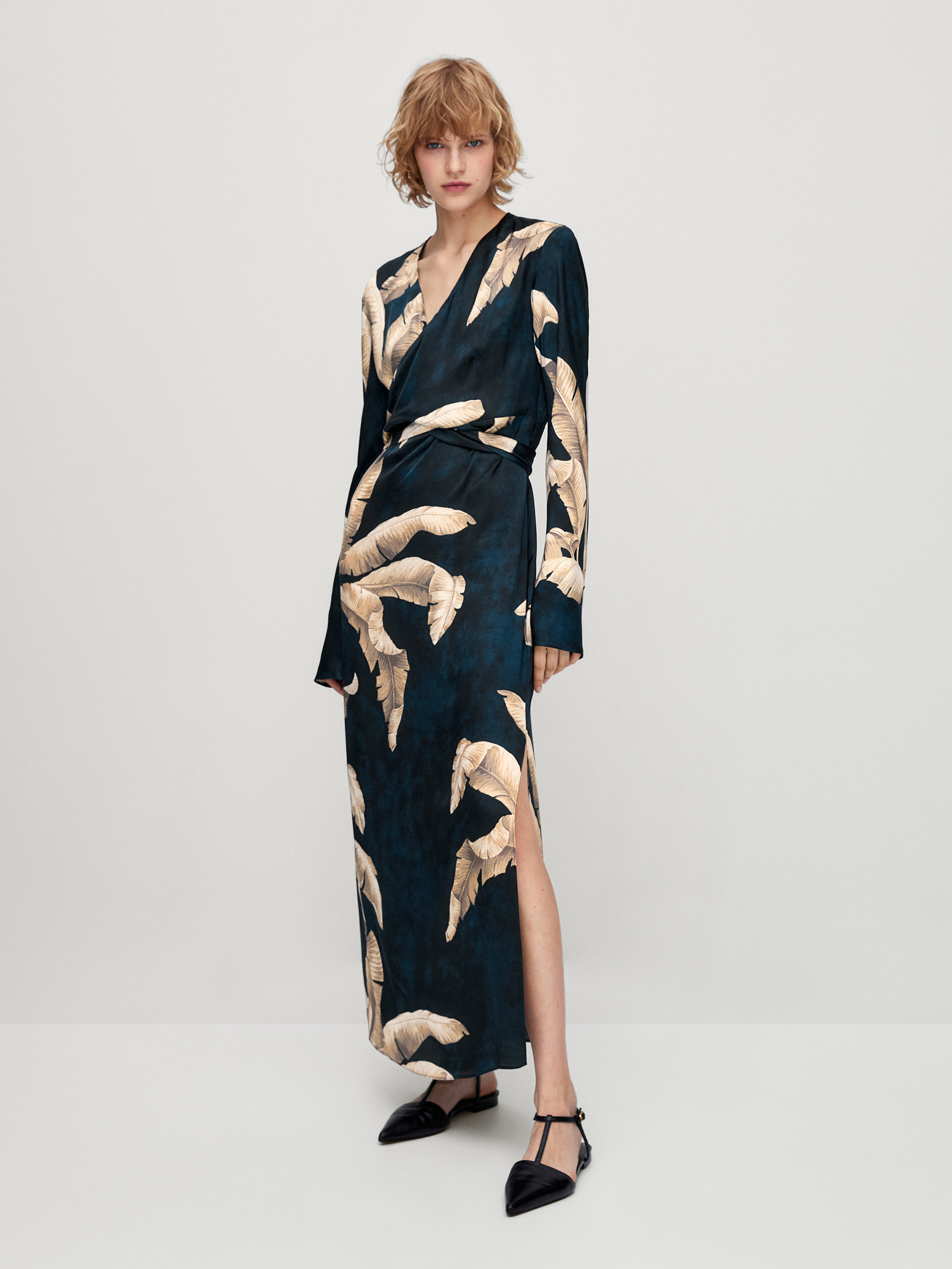 Vestido largo estampado - Massimo Dutti España