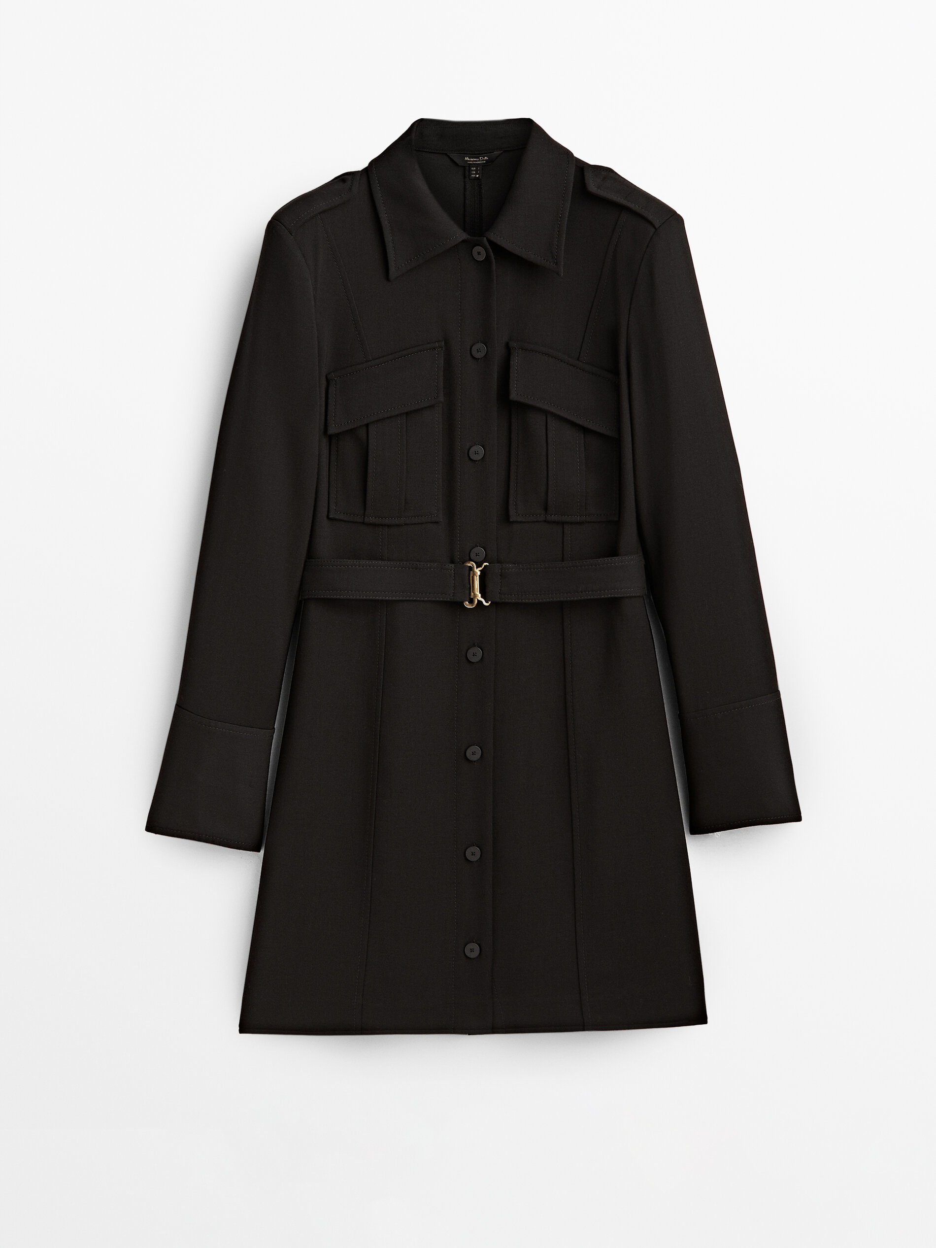 Short black dress with belt - Massimo 