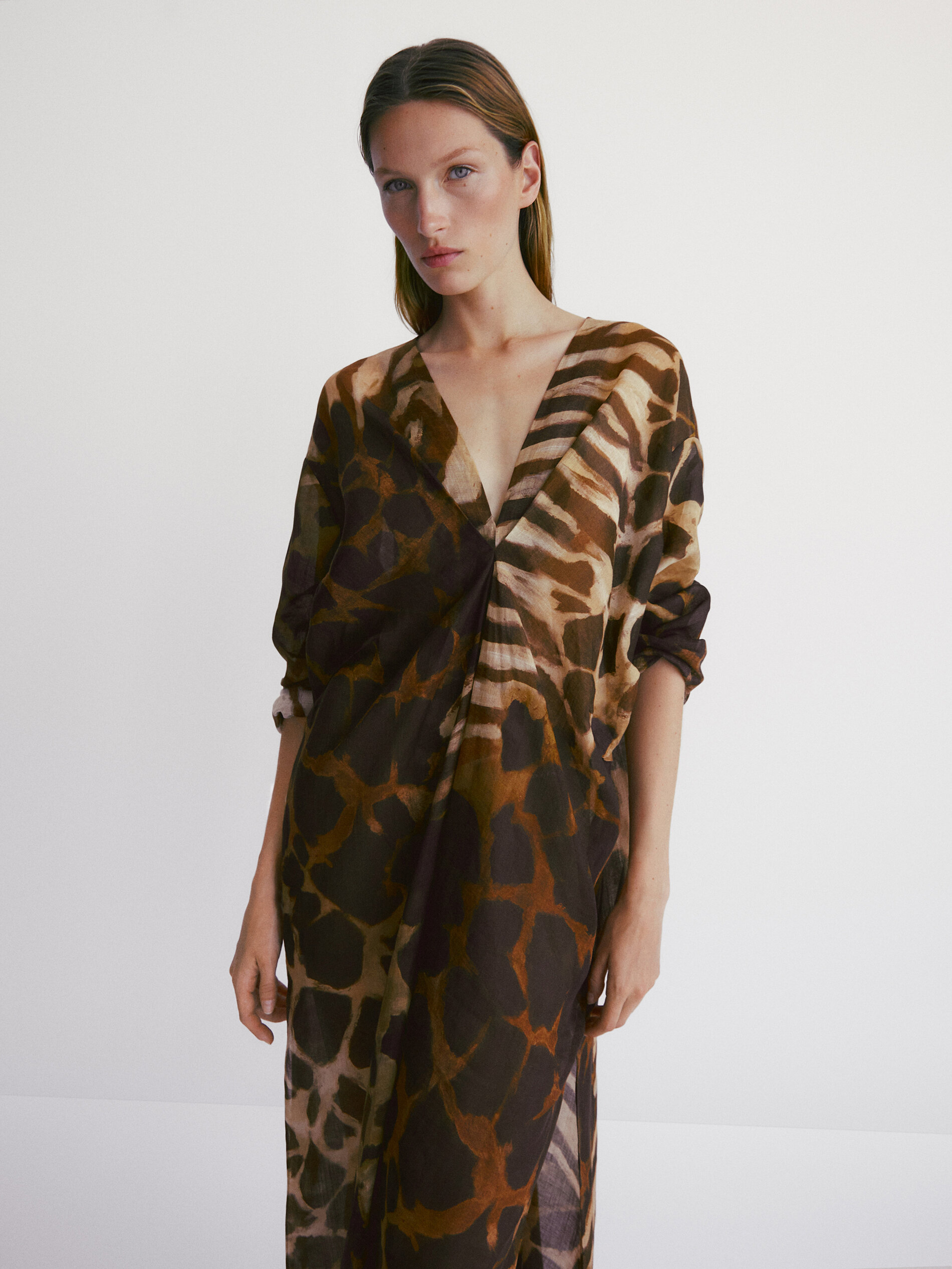 100% ramie animal print dress - Massimo 