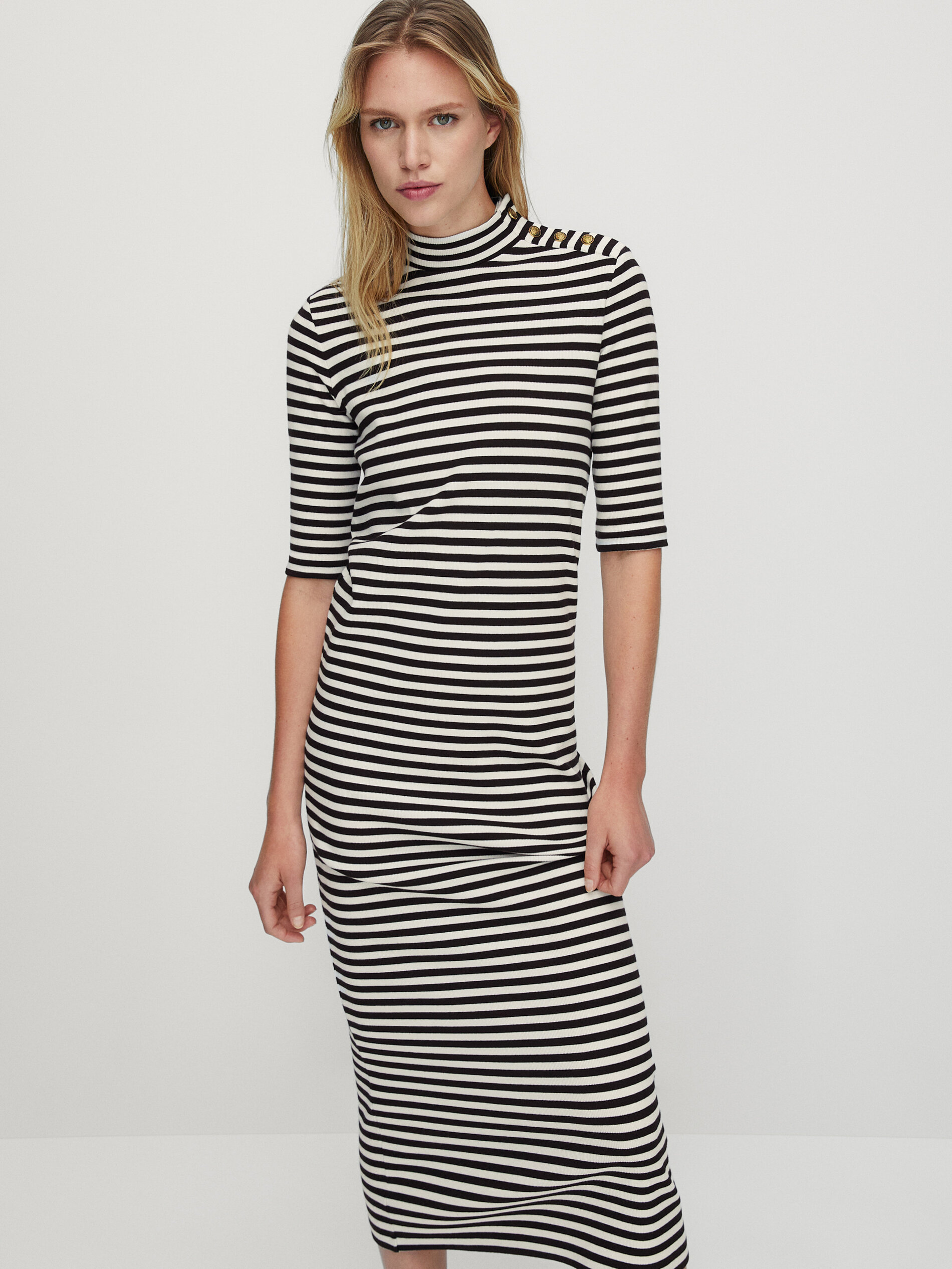 Striped short sleeve midi dress 