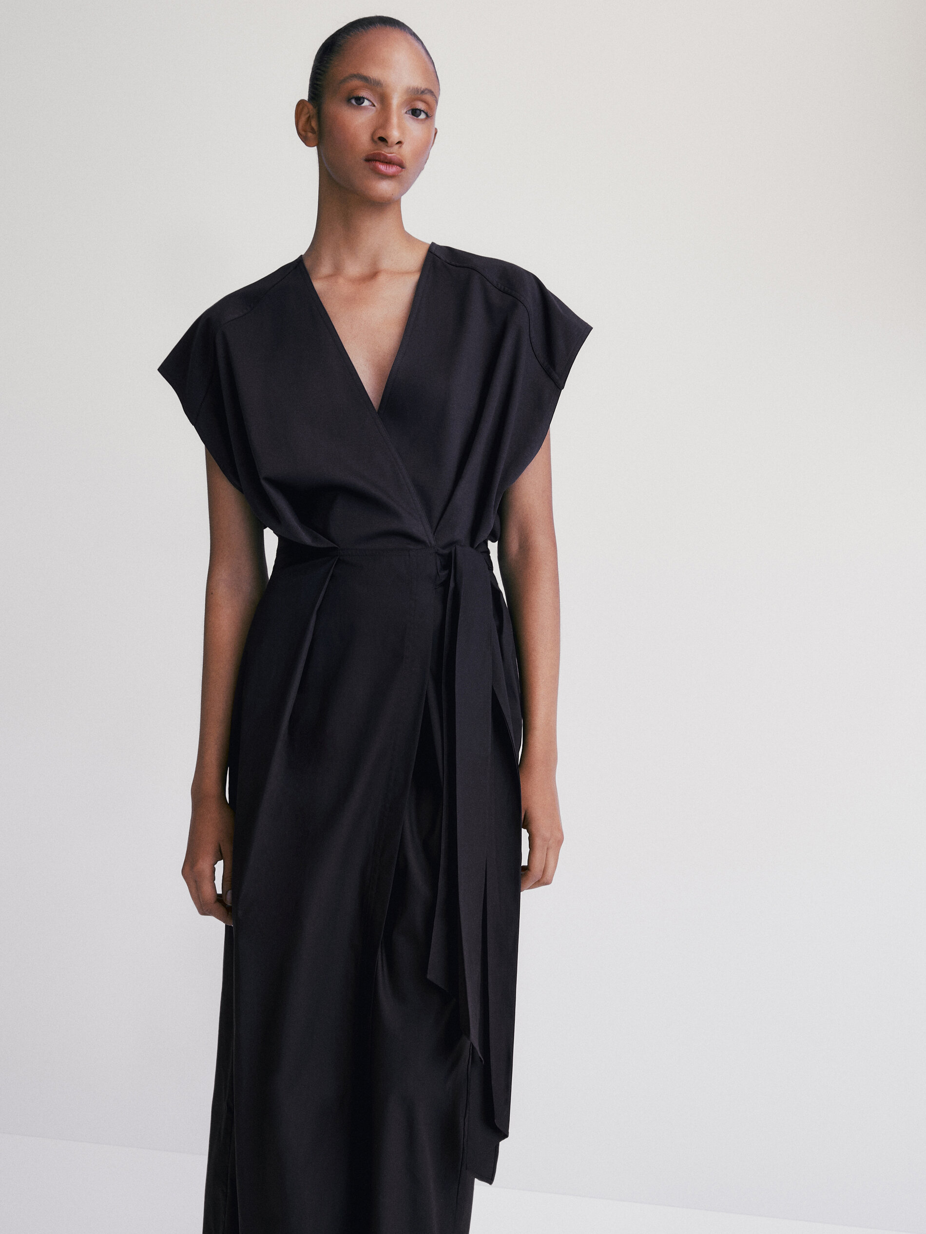 Long poplin kimono dress - Massimo 