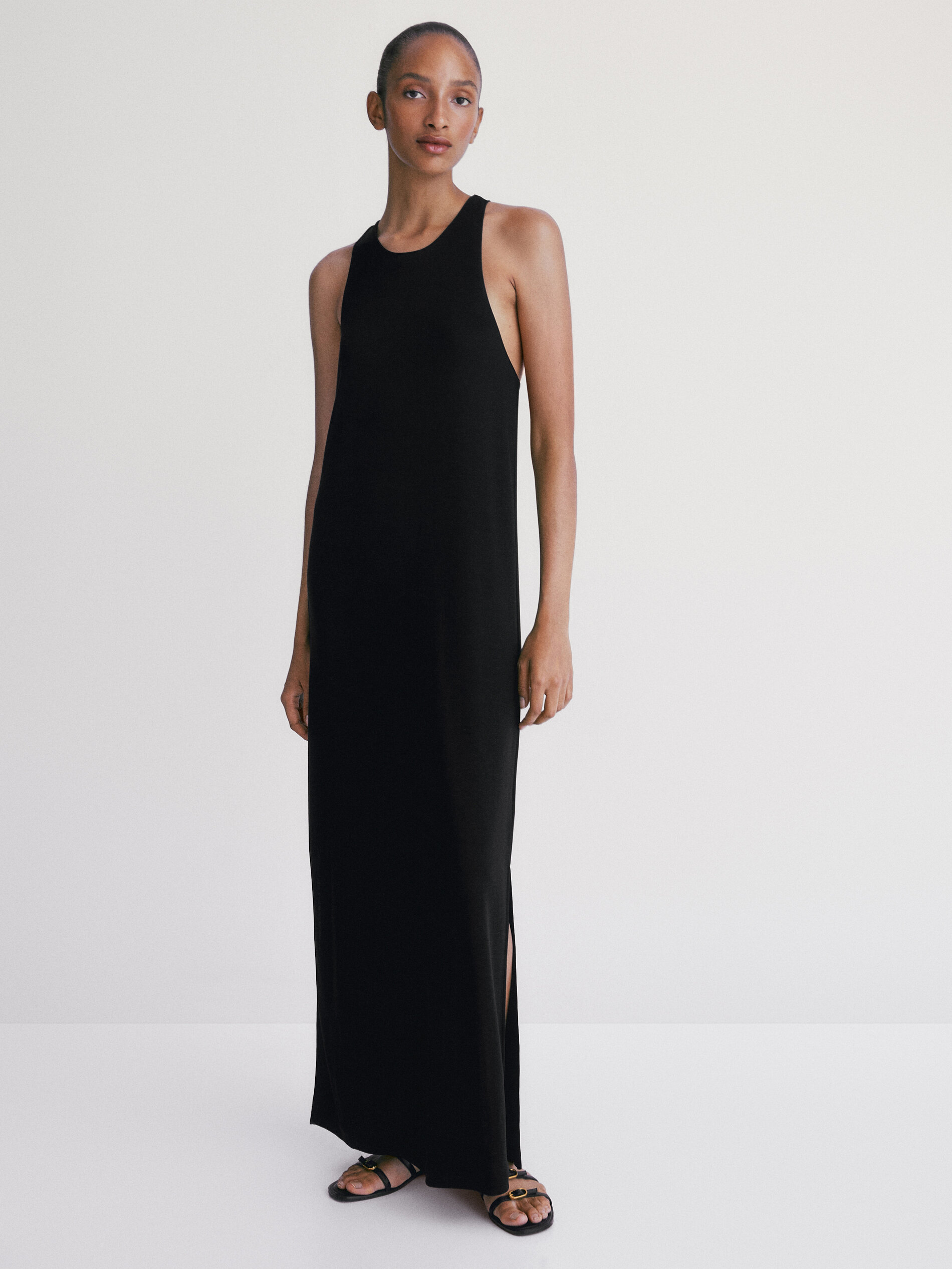 Massimo Dutti - Women - Long Halter Dress - Black - 8