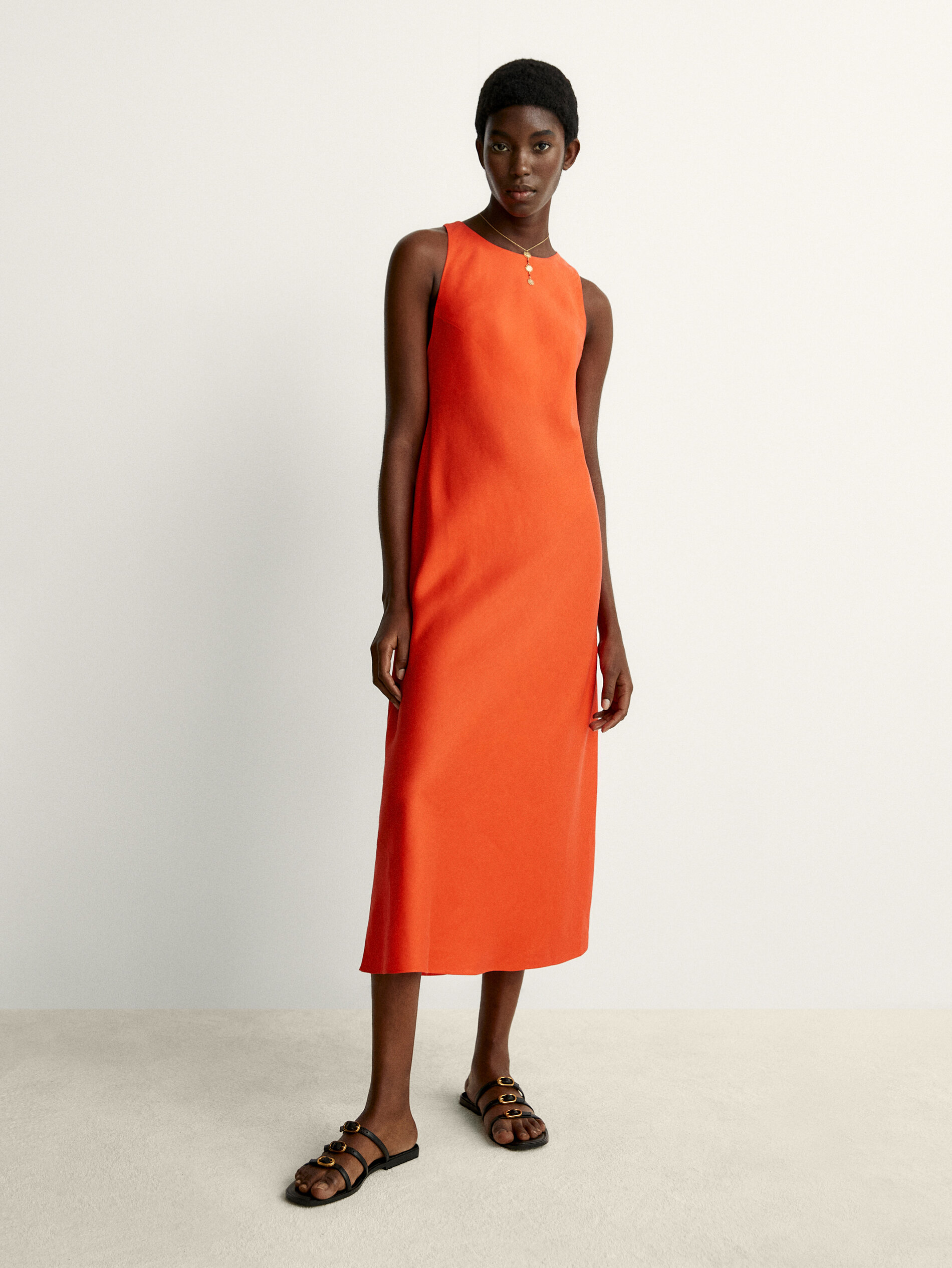 Low back linen dress clearance