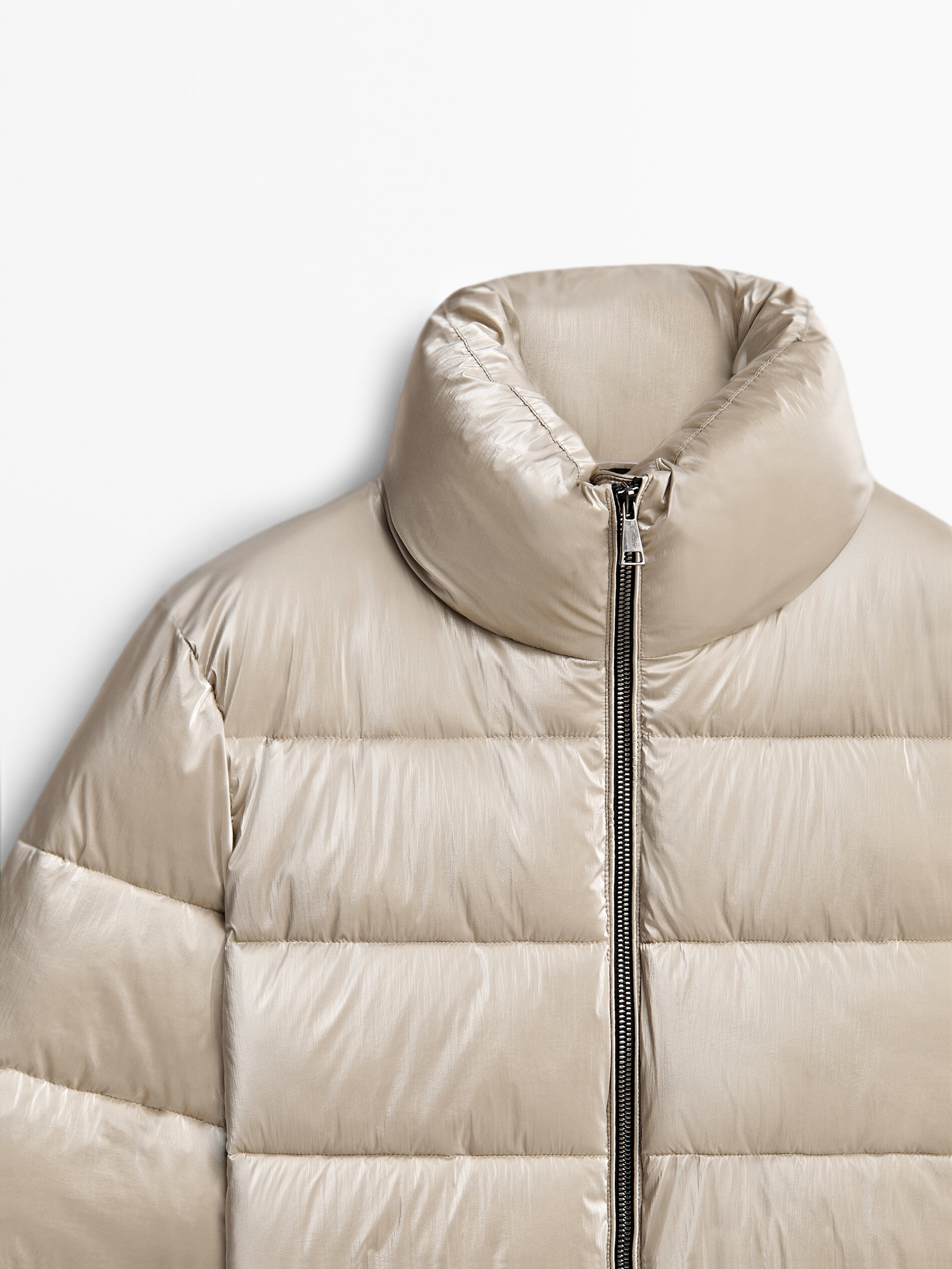 Metallic puffer jacket - Massimo Dutti 