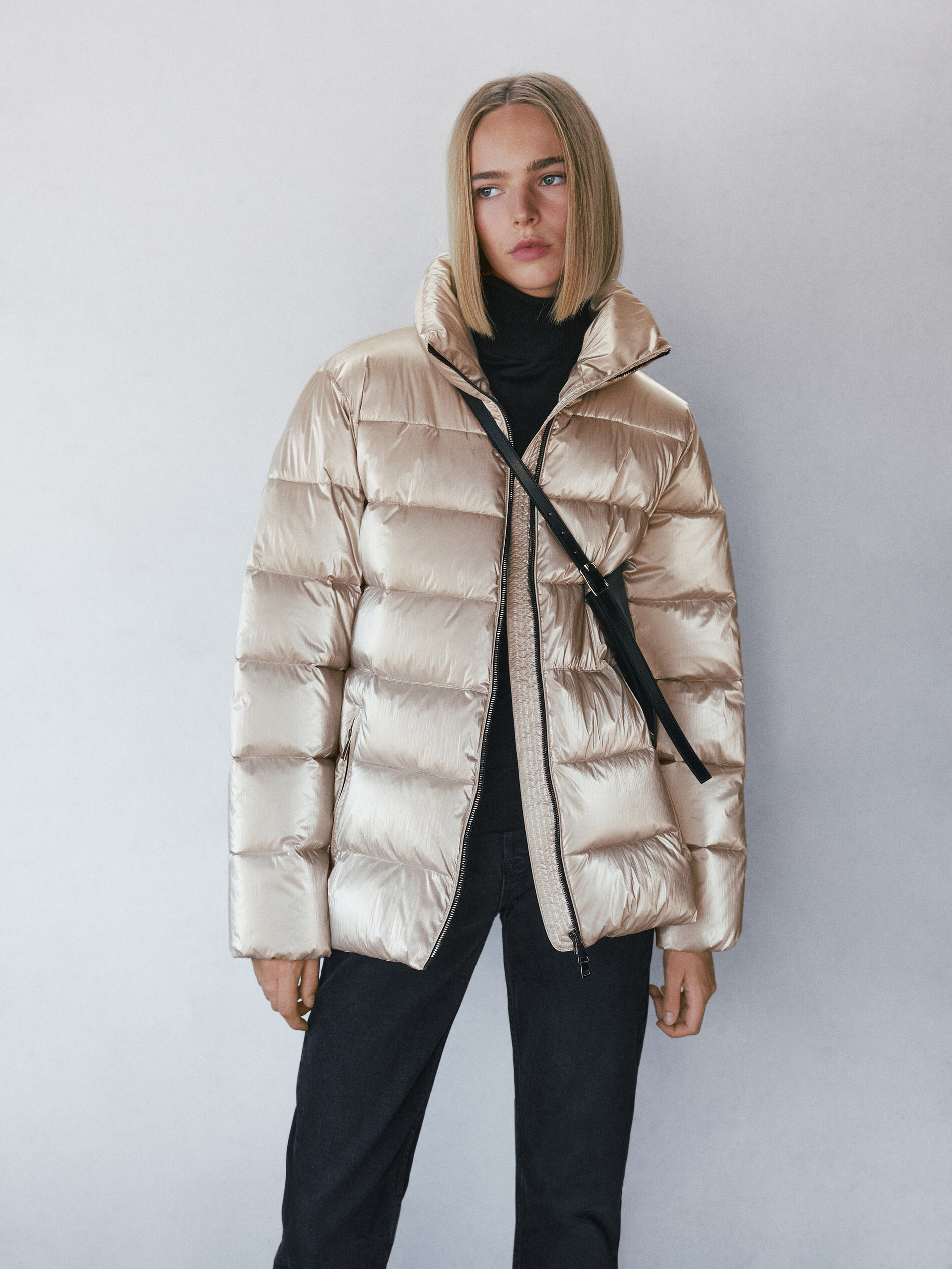 metallic puffer jackets