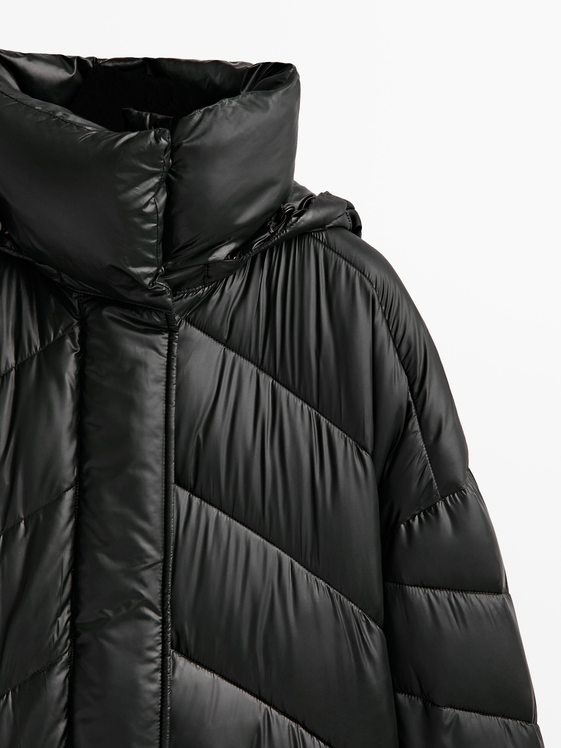 Massimo Dutti - Women - Puffer Jacket with Topstitching - Green - 12-14