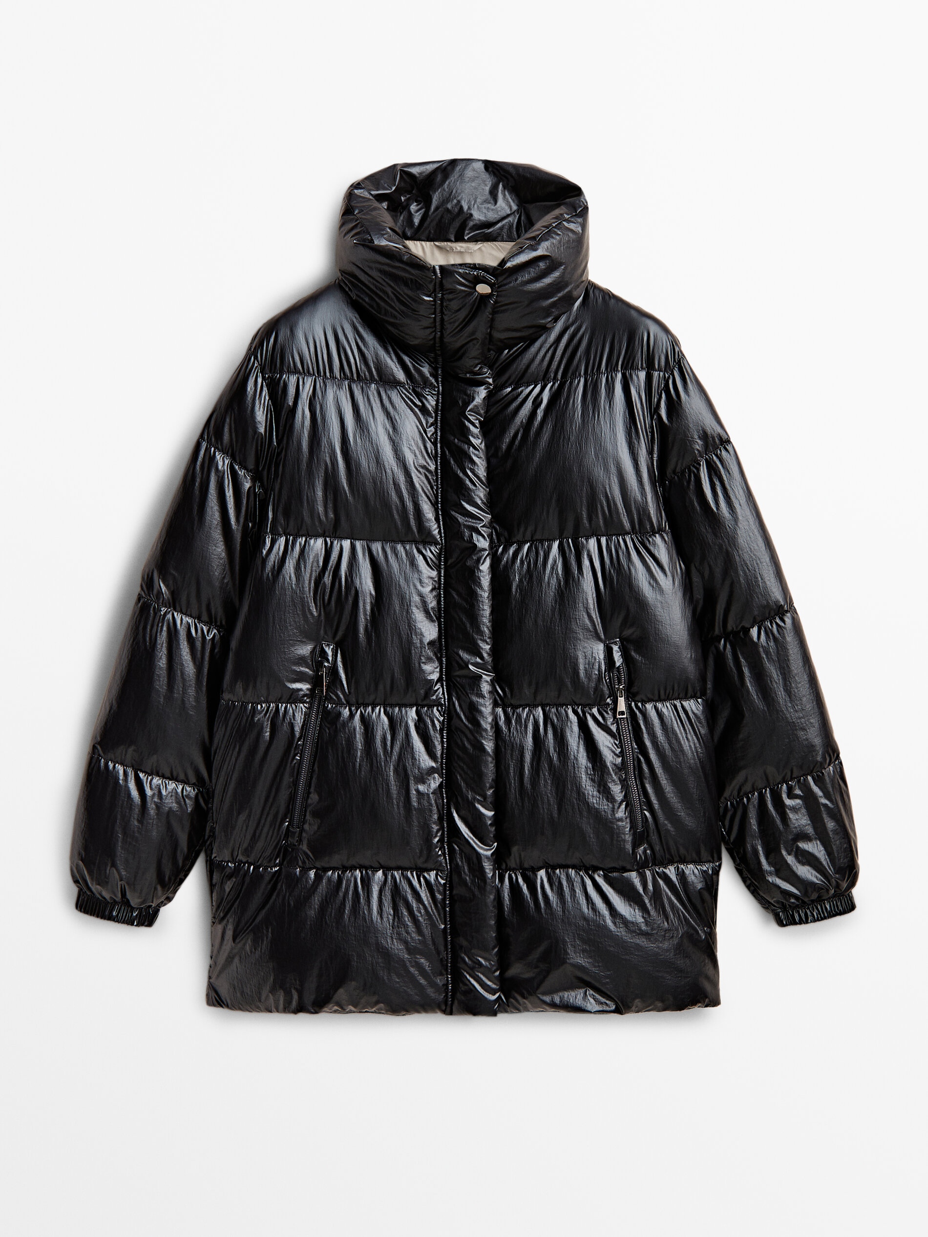Metallic puffer jacket - Massimo Dutti 