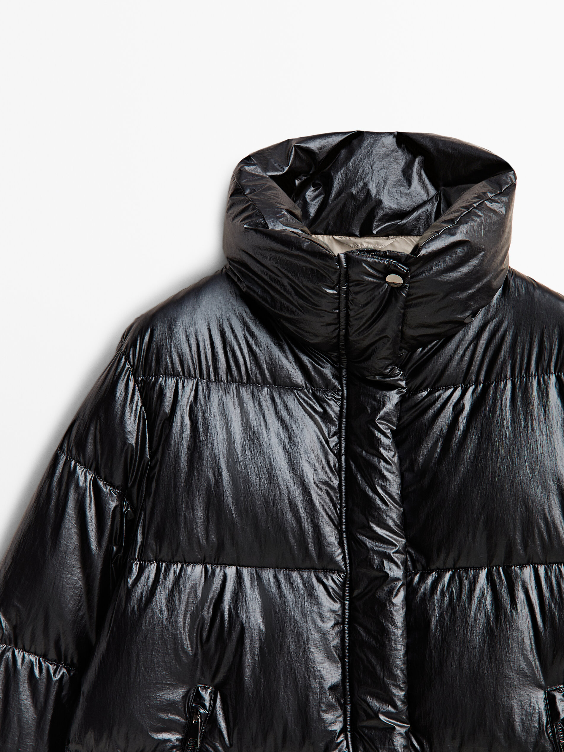 Metallic puffer jacket - Massimo Dutti 