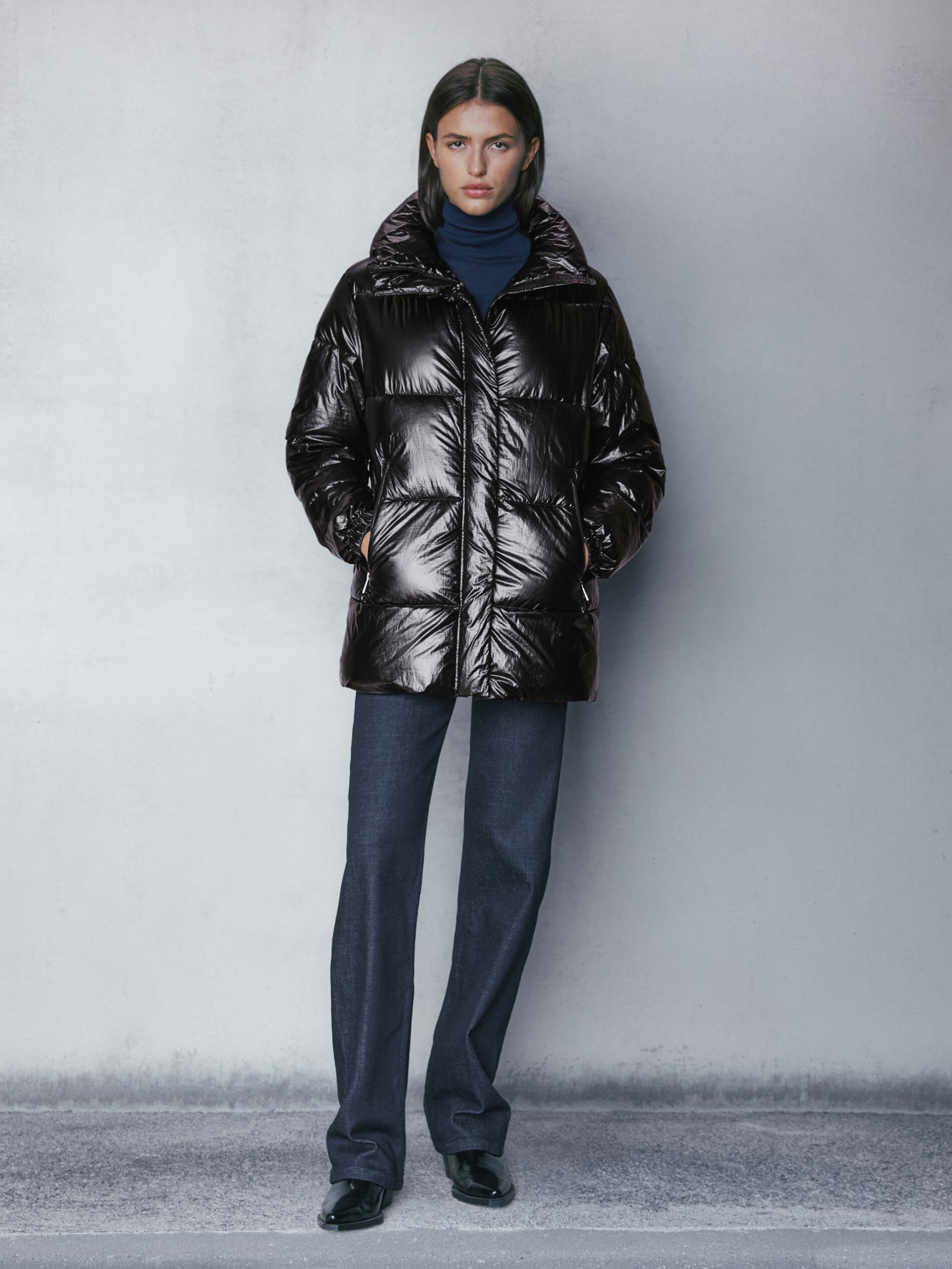 Metallic puffer jacket - Massimo Dutti 