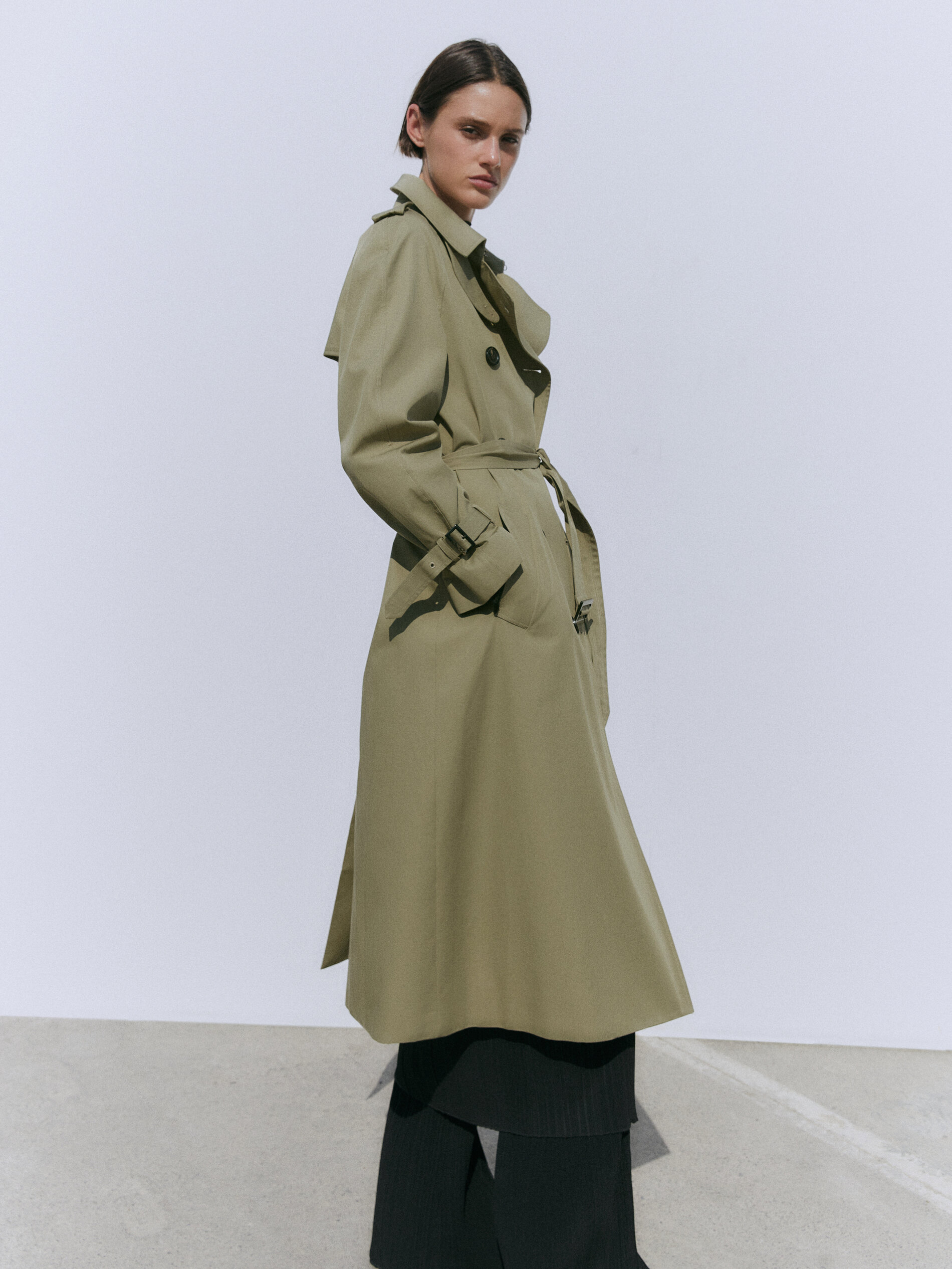 Massimo Dutti - Women - Green Trench Coat - Pale Green - 16