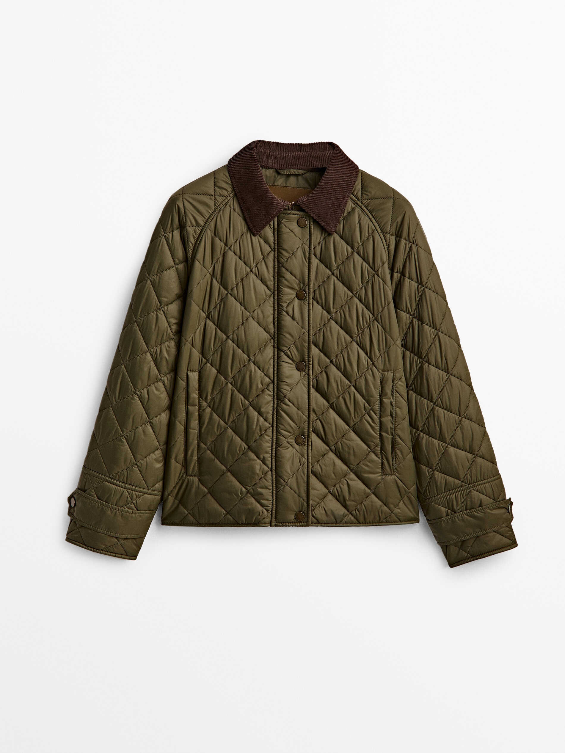 Short quilted jacket with a corduroy 