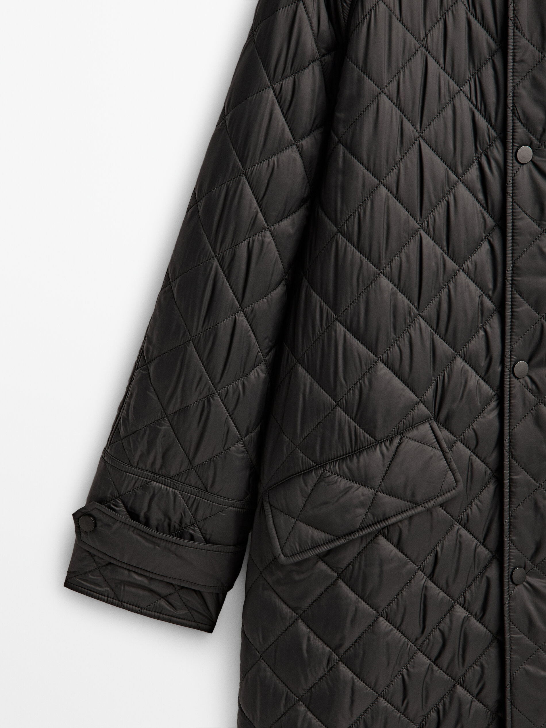 Long padded jacket with a corduroy 