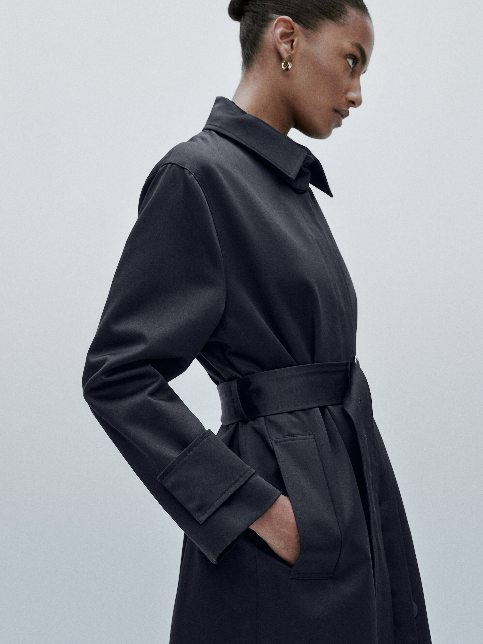 massimo dutti trench coat blue