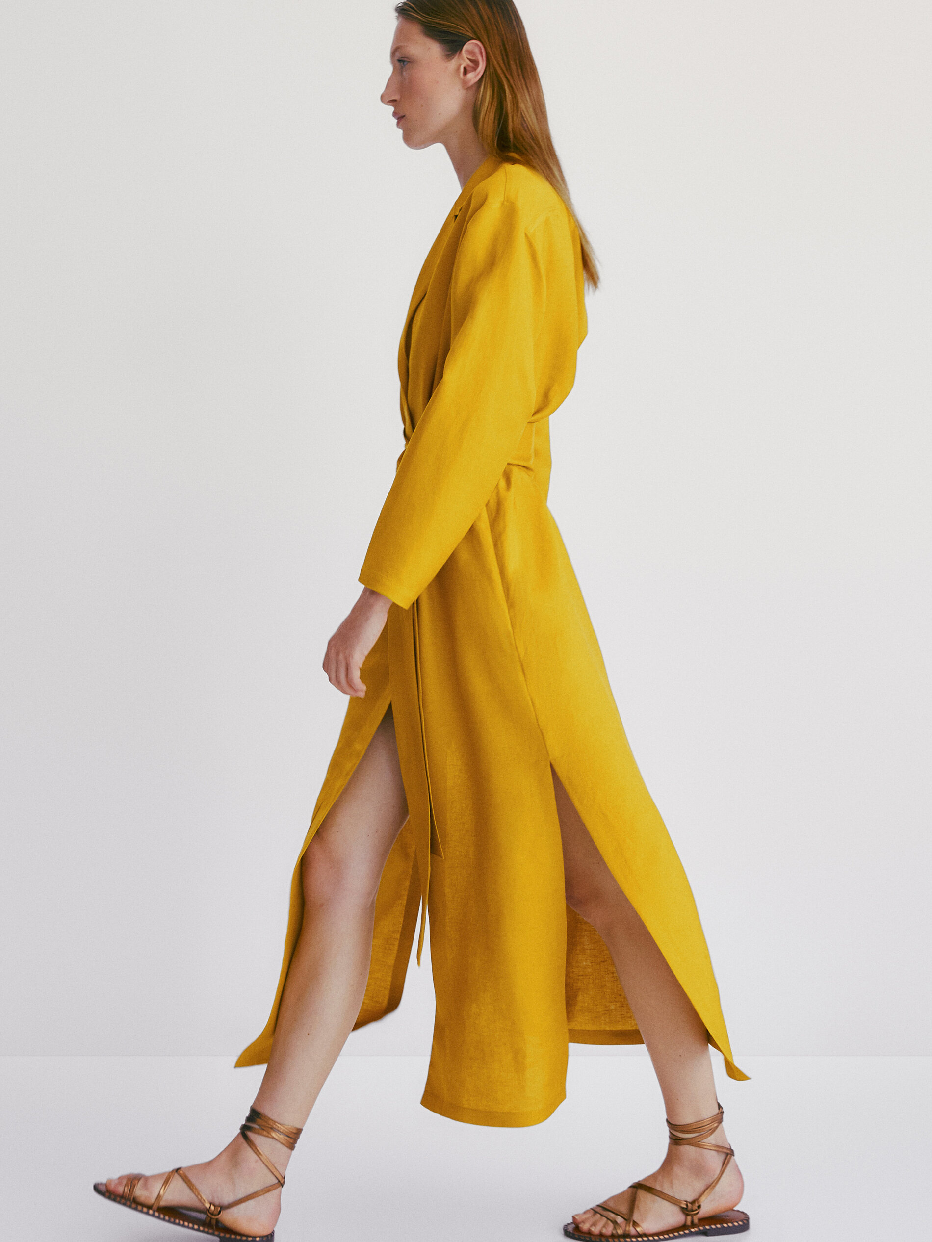 Long linen shirt dress - Massimo Dutti 