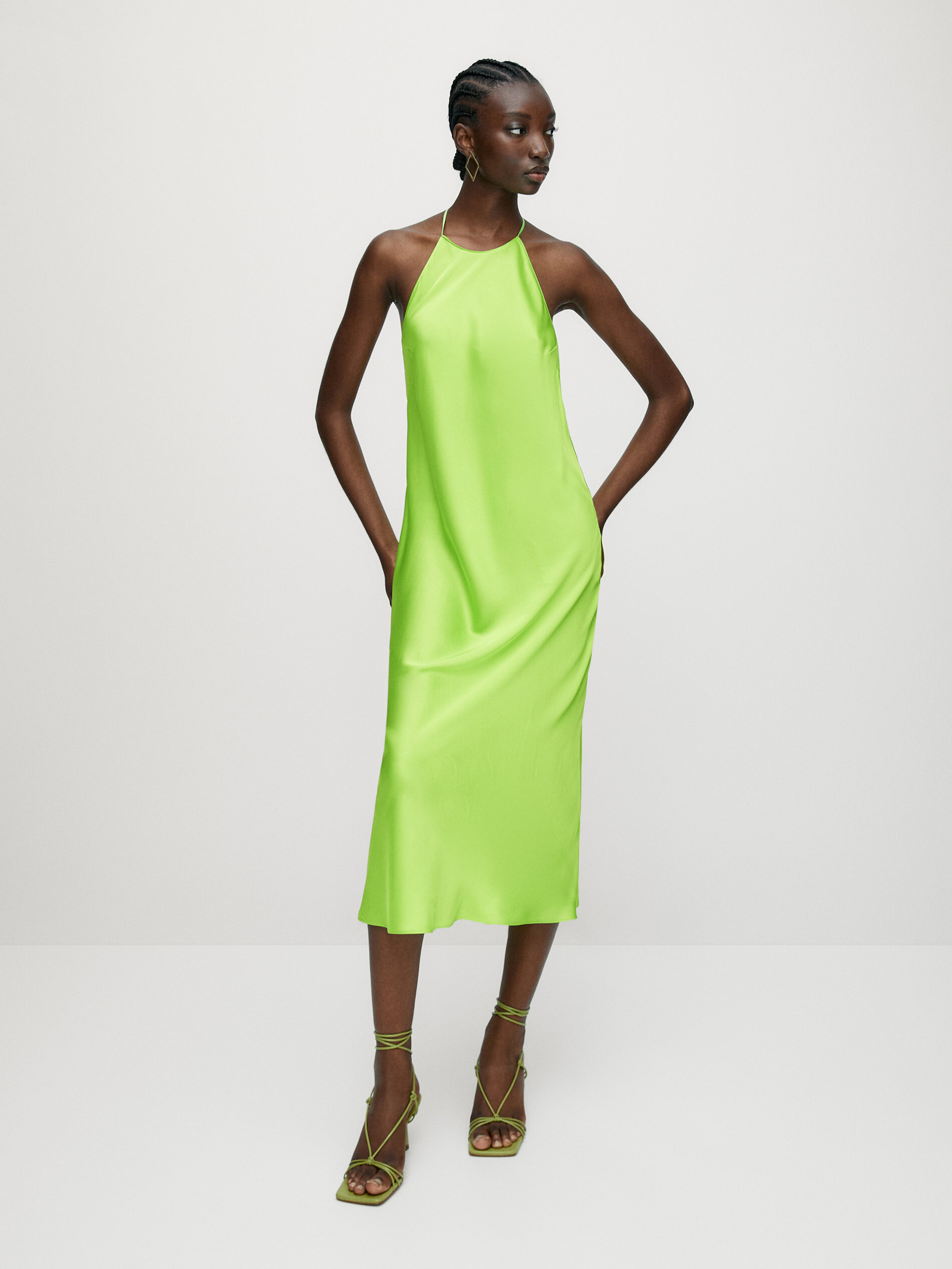 Satin halter dress - Massimo Dutti Slovenia
