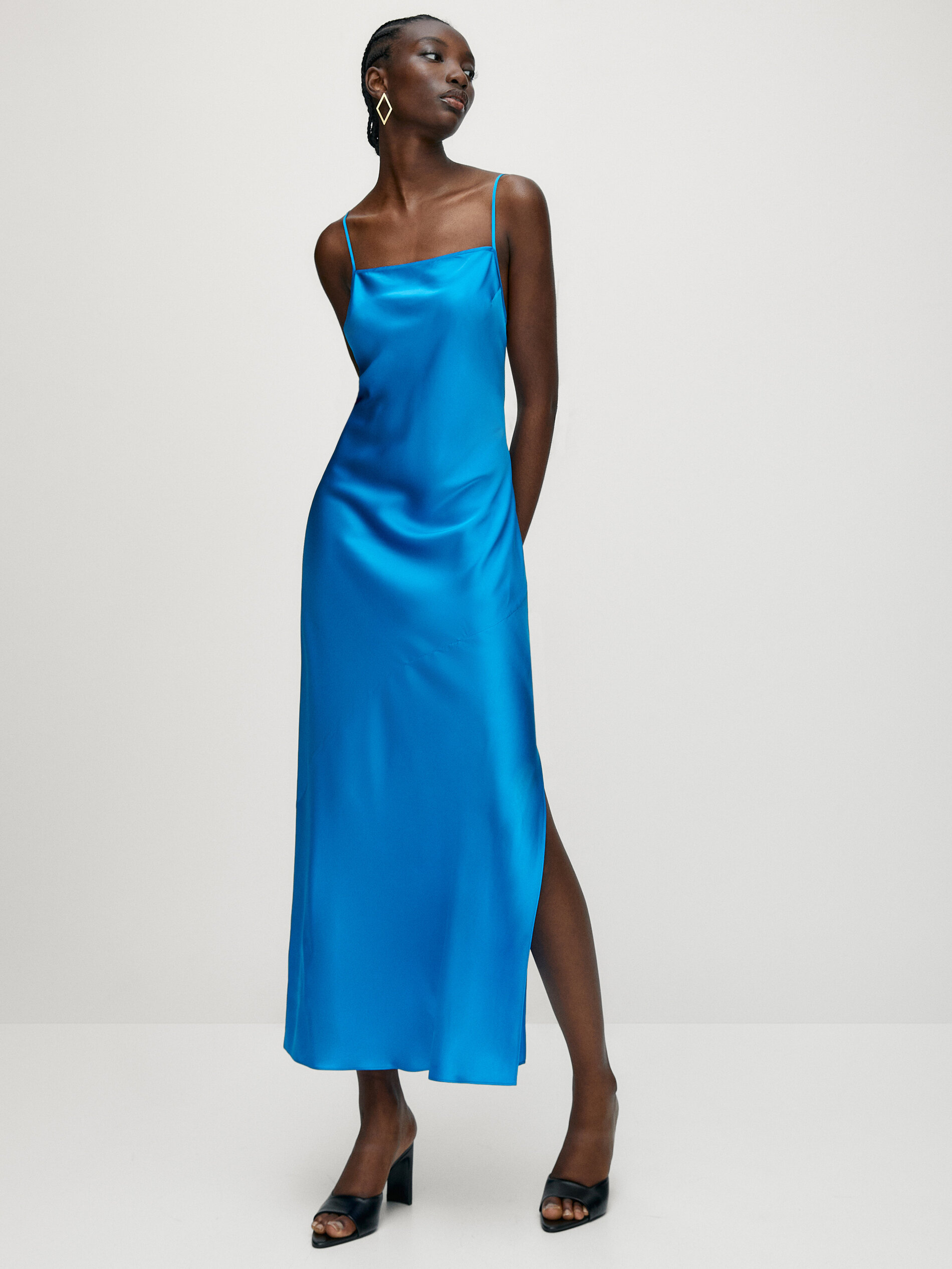 Satin dress with thin straps - Massimo 