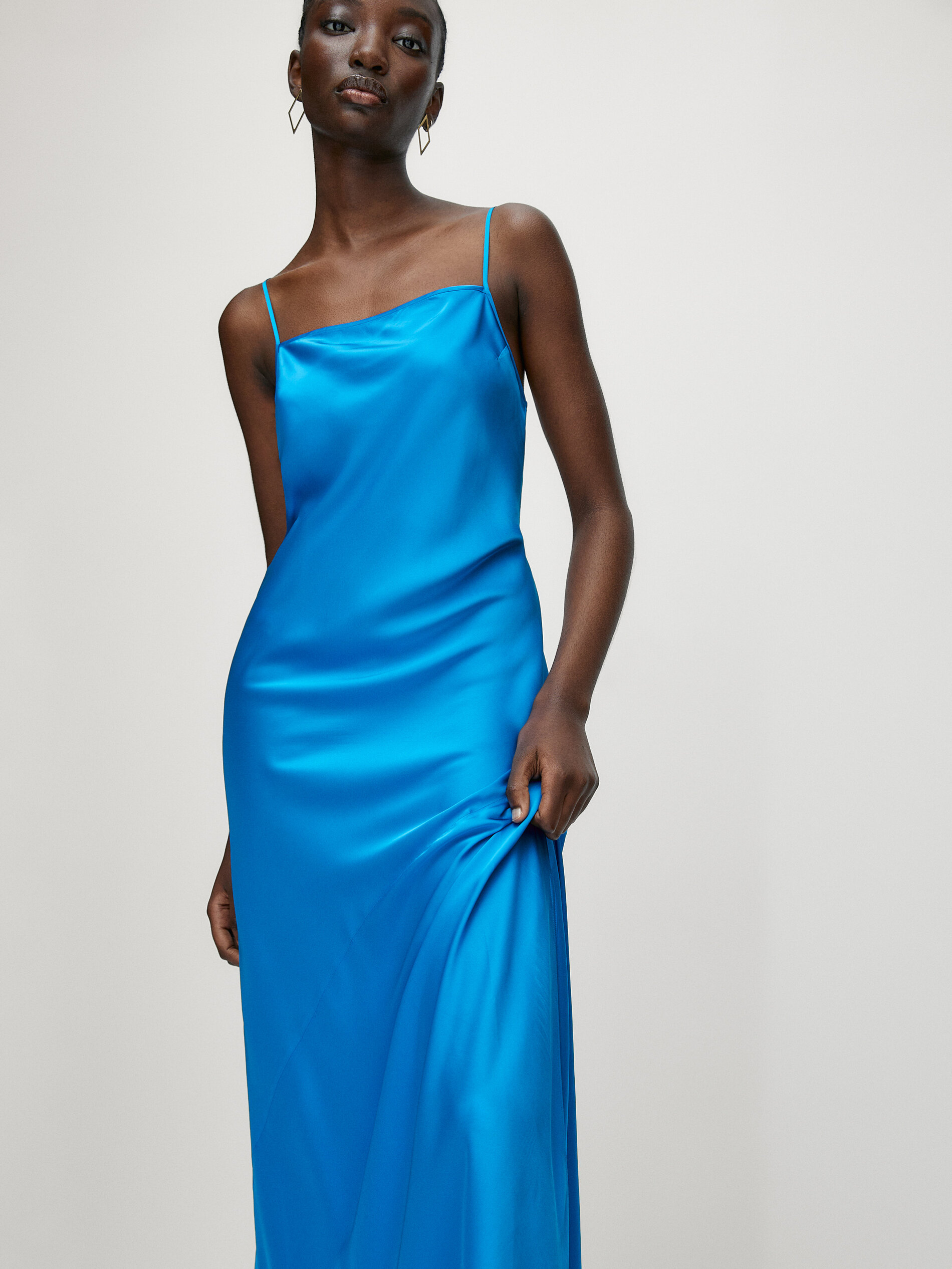 Satin dress with thin straps - Massimo 