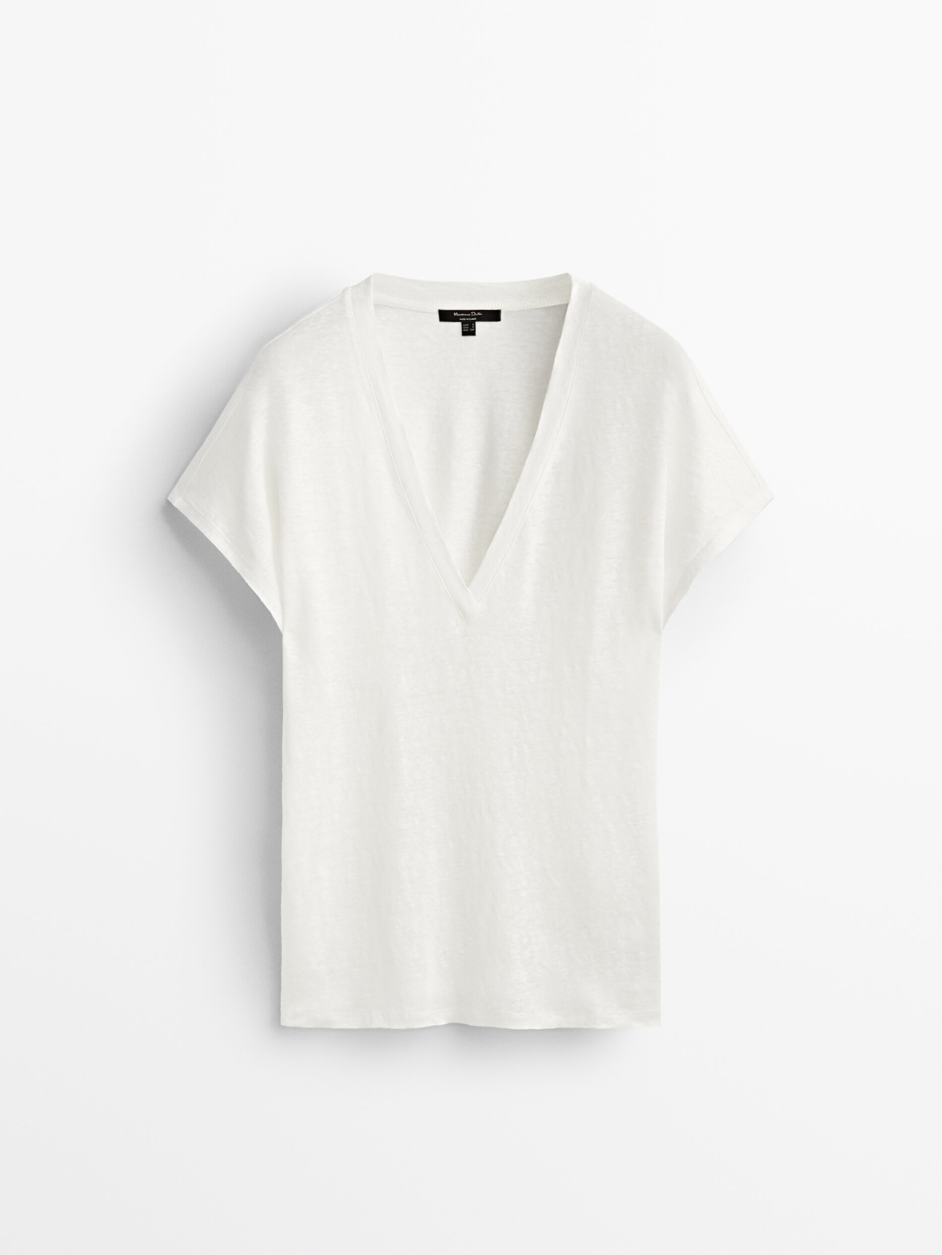 100% linen v-neck t-shirt - Massimo 