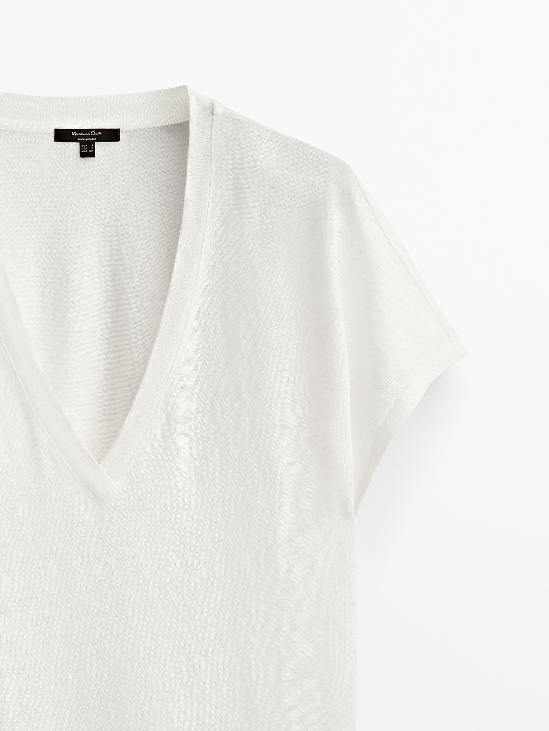100% linen v-neck t-shirt - Massimo 