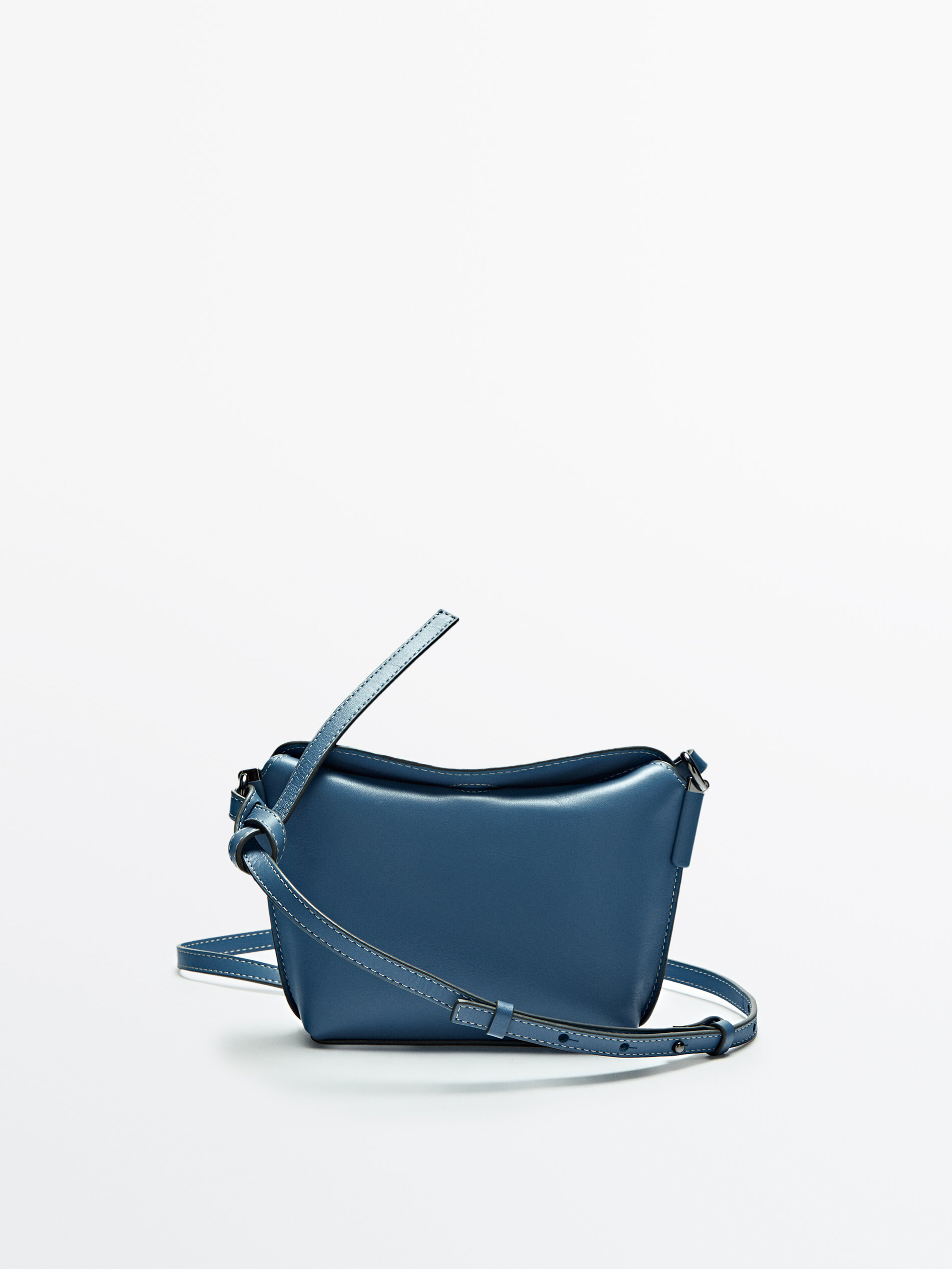 Leather crossbody bag with seam details