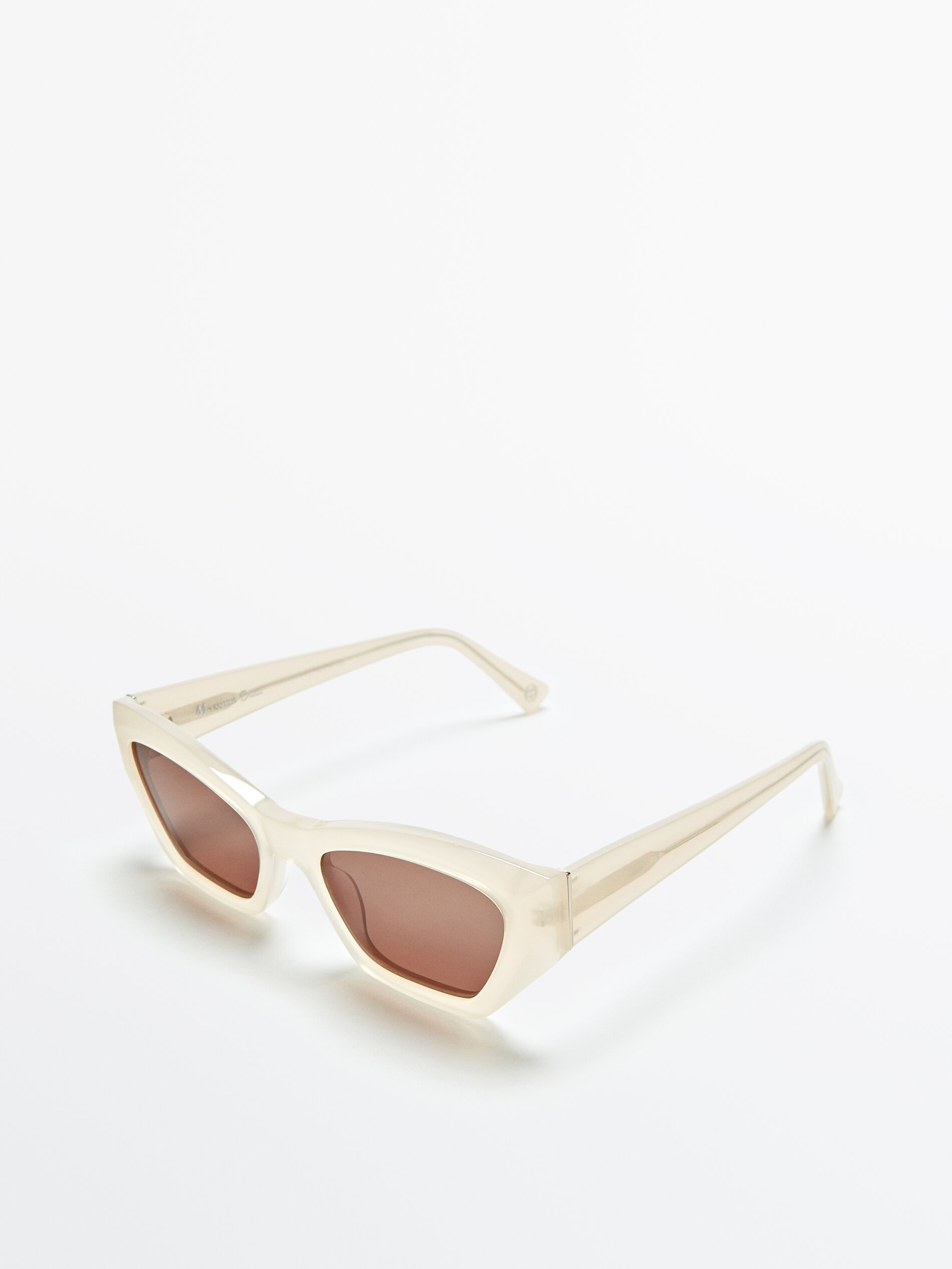 Occhiali da sole con montatura in acetato color crema - Massimo Dutti Italia