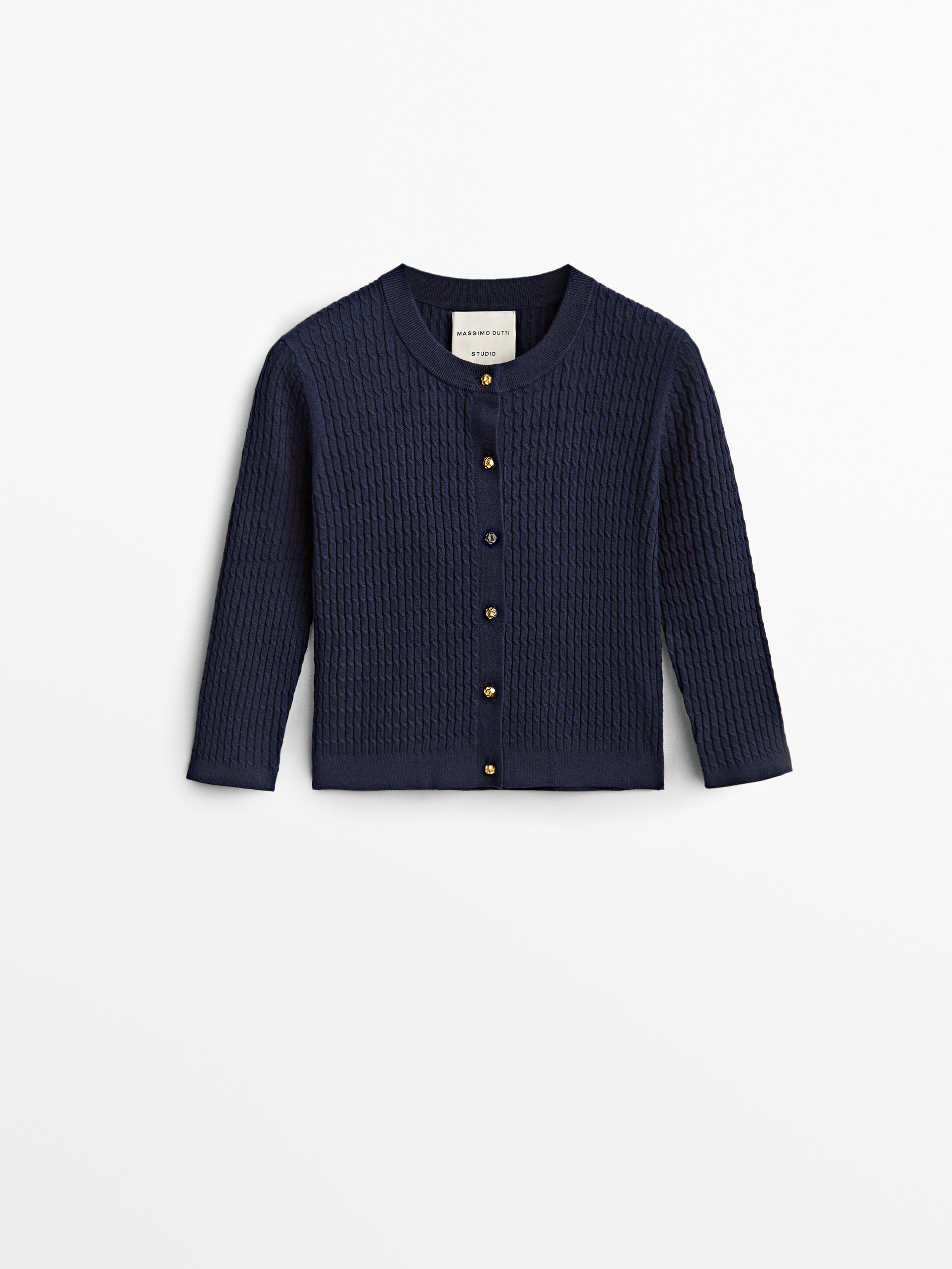 Cable-knit cardigan with gold buttons 