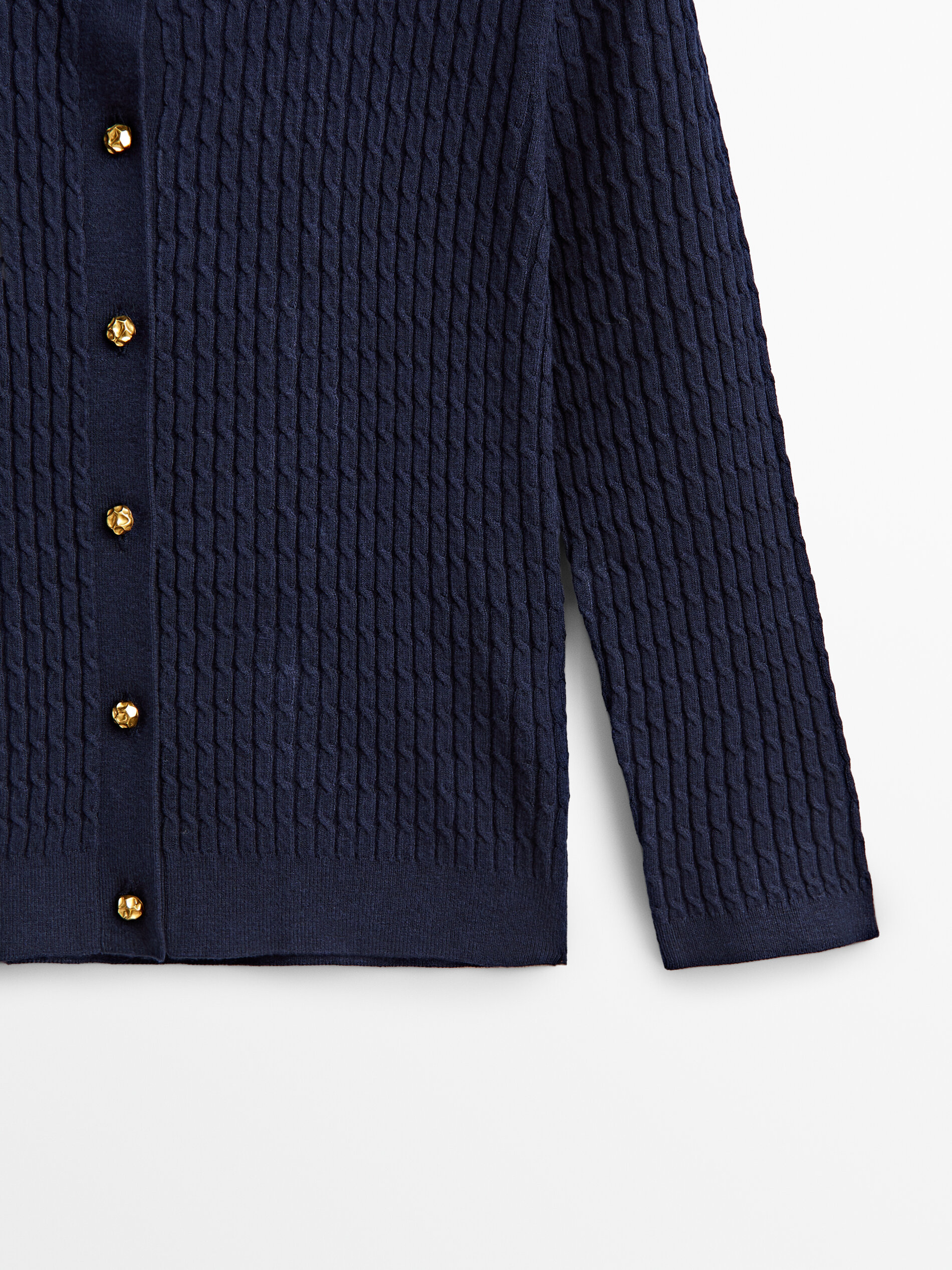 Cable-knit cardigan with gold buttons 