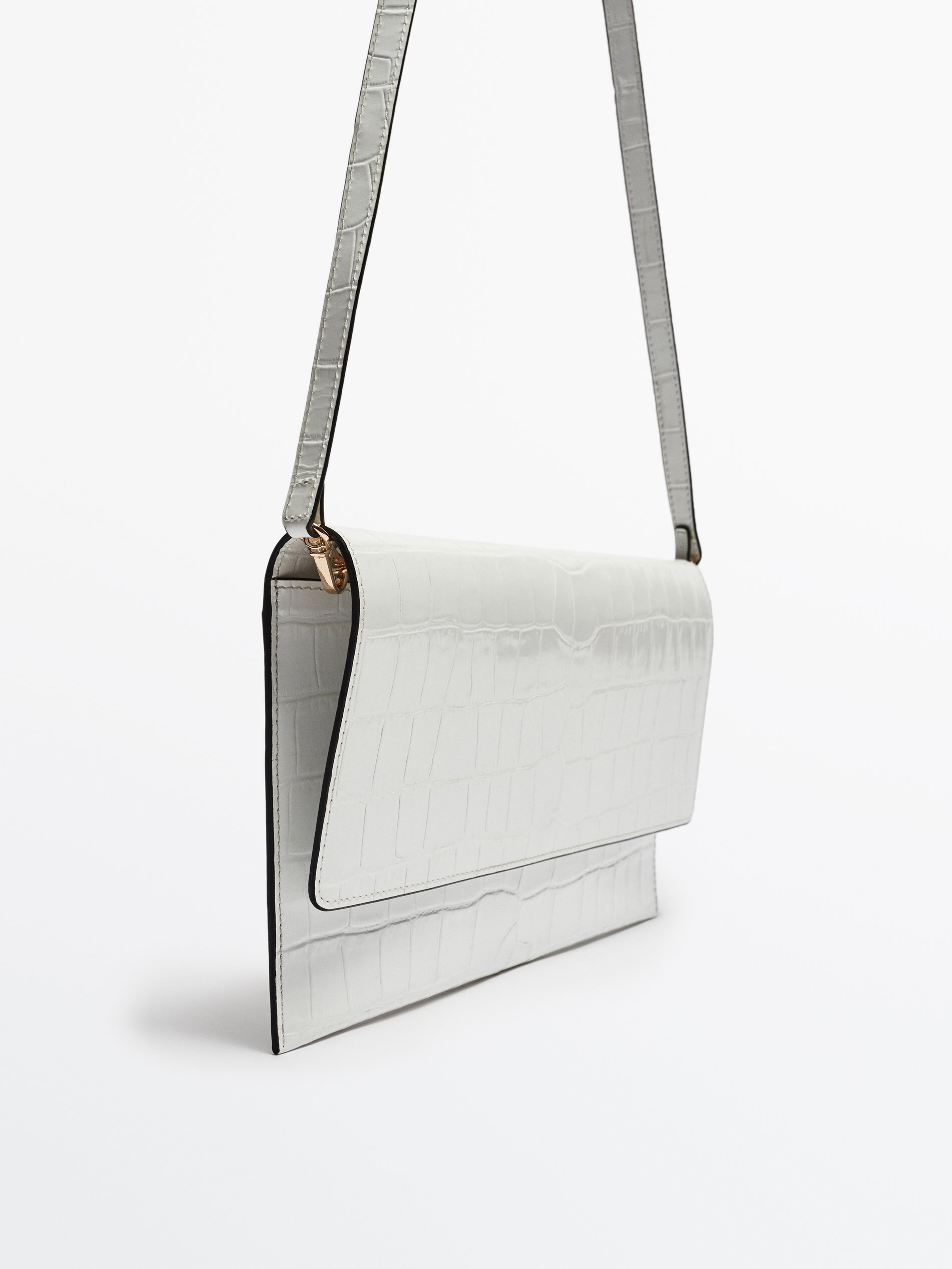 Bolso sobre piel acabado cocodrilo -Studio - Massimo Dutti España