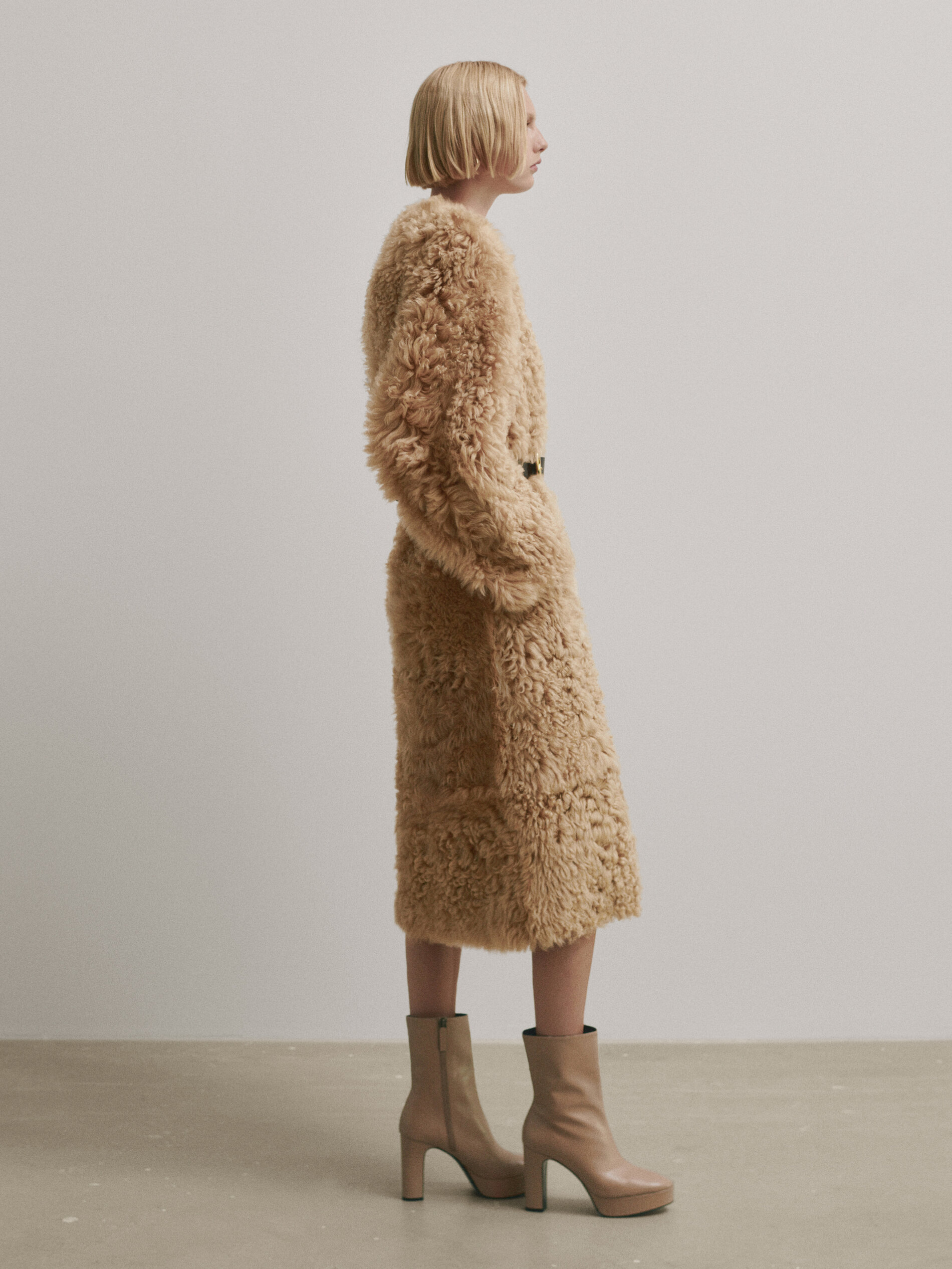 Camel mouton leather coat - Studio 