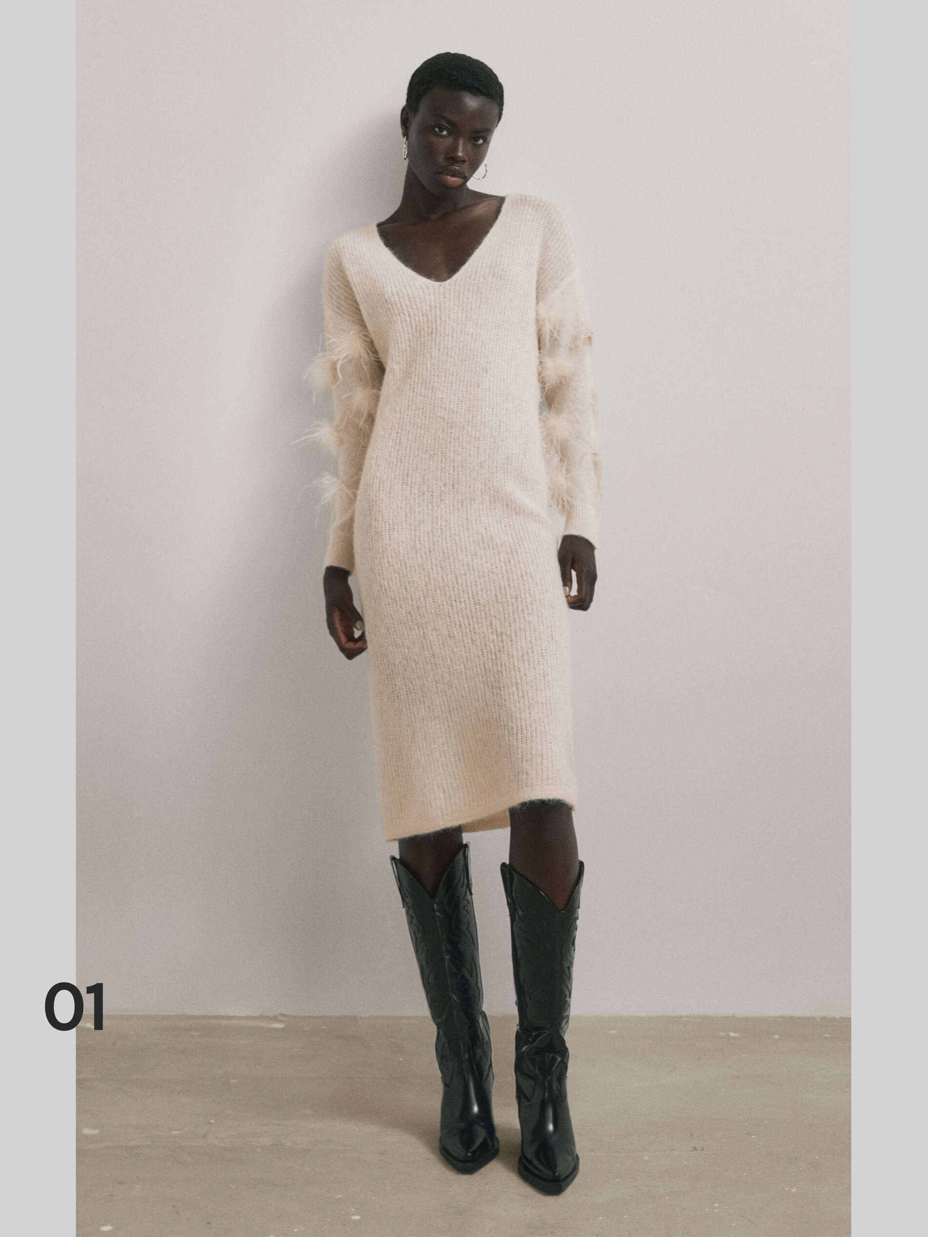 Knit dress with feather trim - Studio 